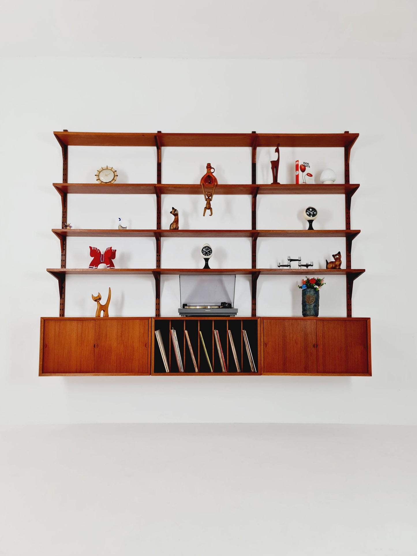 Big Mid century Danish Teak Wall Unit with 3 cabinets by Poul Cadovius for Cado, Denmark, 1960s