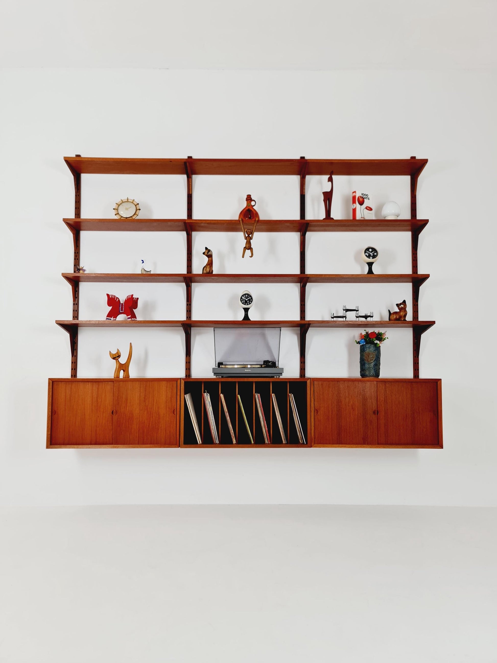 Big Mid century Danish Teak Wall Unit with 3 cabinets by Poul Cadovius for Cado, Denmark, 1960s