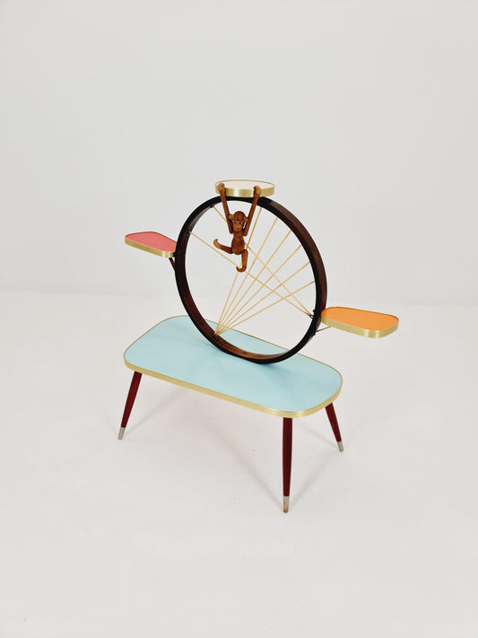 Rare Large German Plant Stand, Colorful Vintage Mid-Century Minimalist Indoor Plant Stand Side Table Retro flower table, 1950s