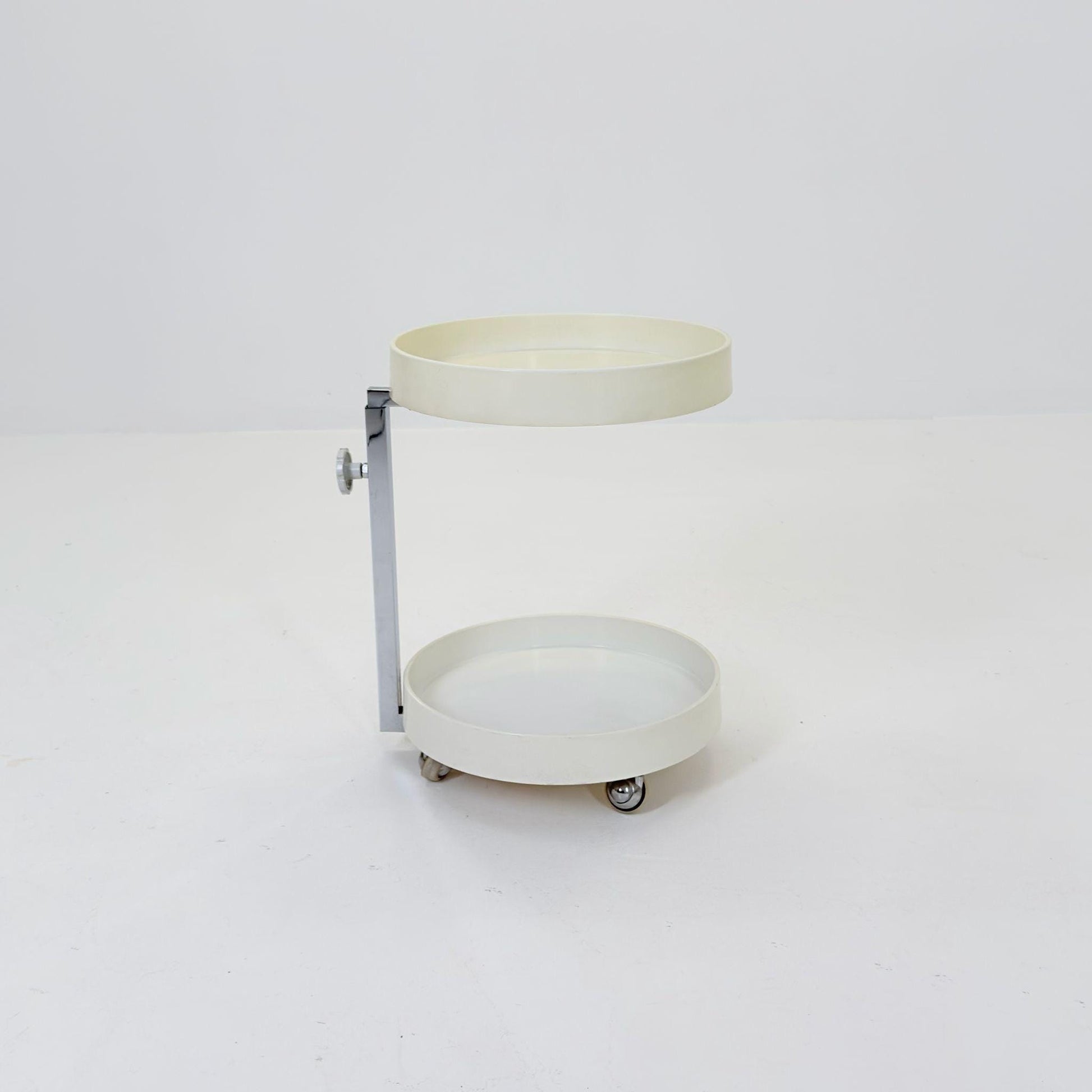 Mid century Plastic and Metal Chrome Round Italian Bar Cart, 1960s