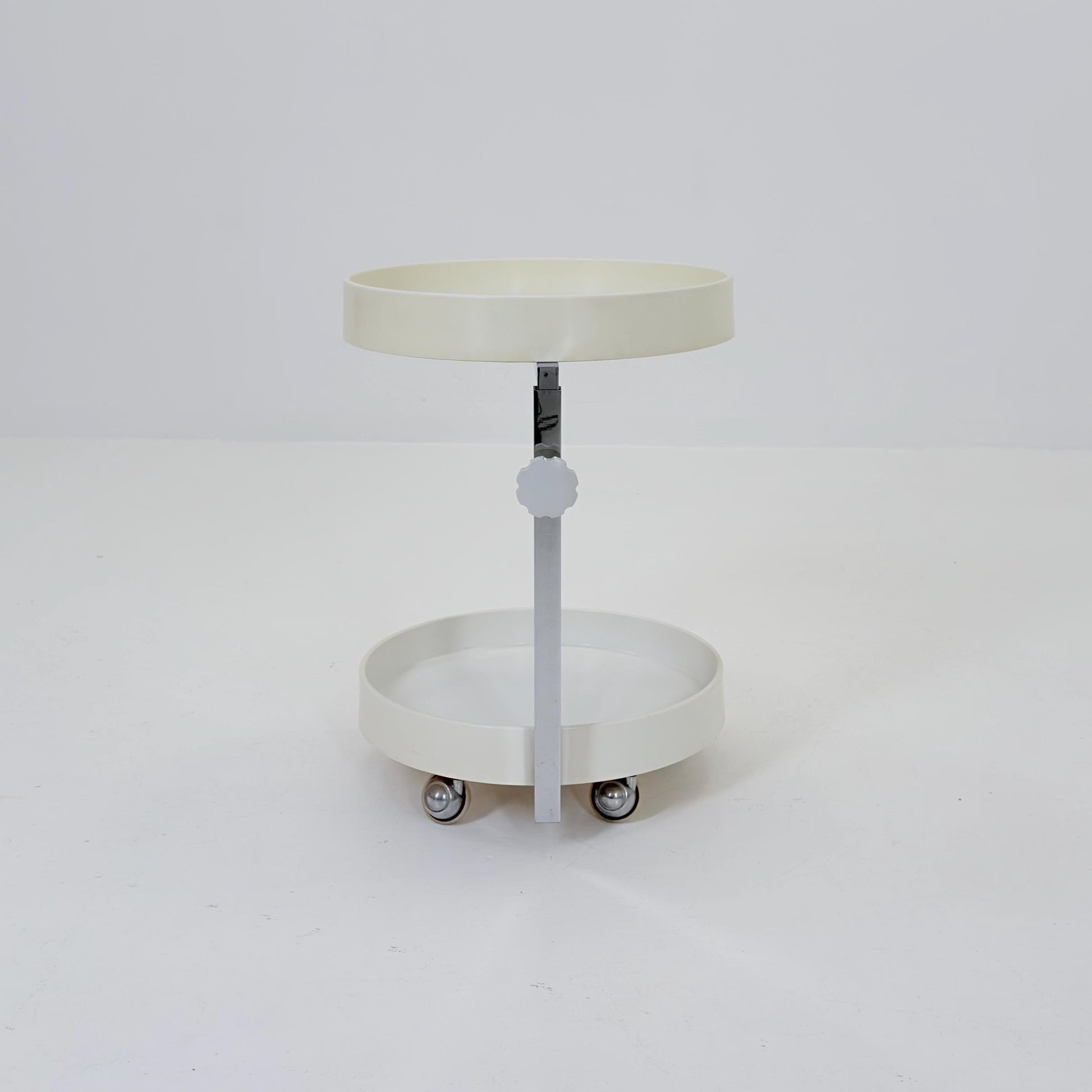 Mid century Plastic and Metal Chrome Round Italian Bar Cart, 1960s