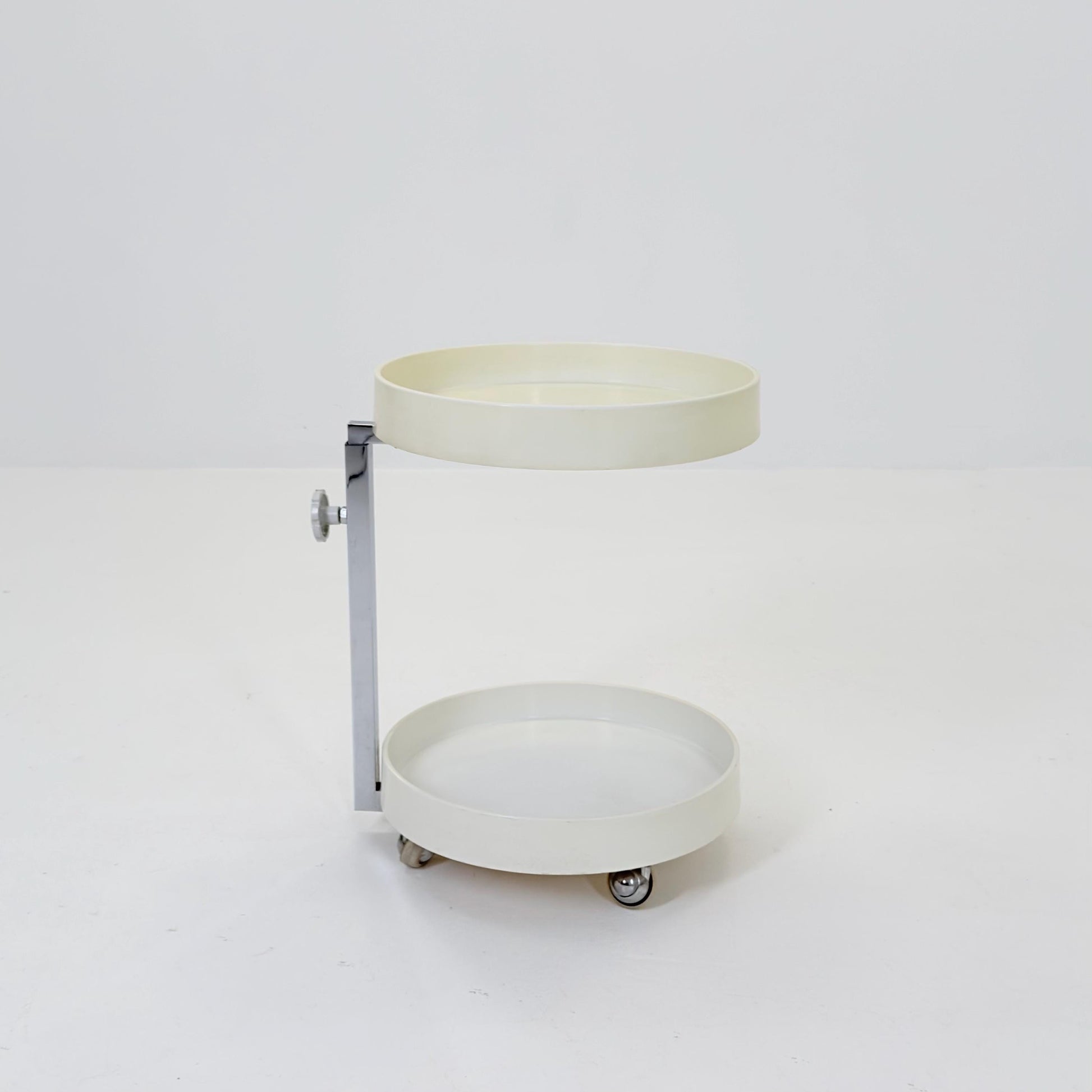 Mid century Plastic and Metal Chrome Round Italian Bar Cart, 1960s