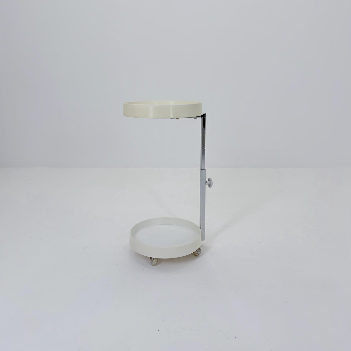 Mid century Plastic and Metal Chrome Round Italian Bar Cart, 1960s