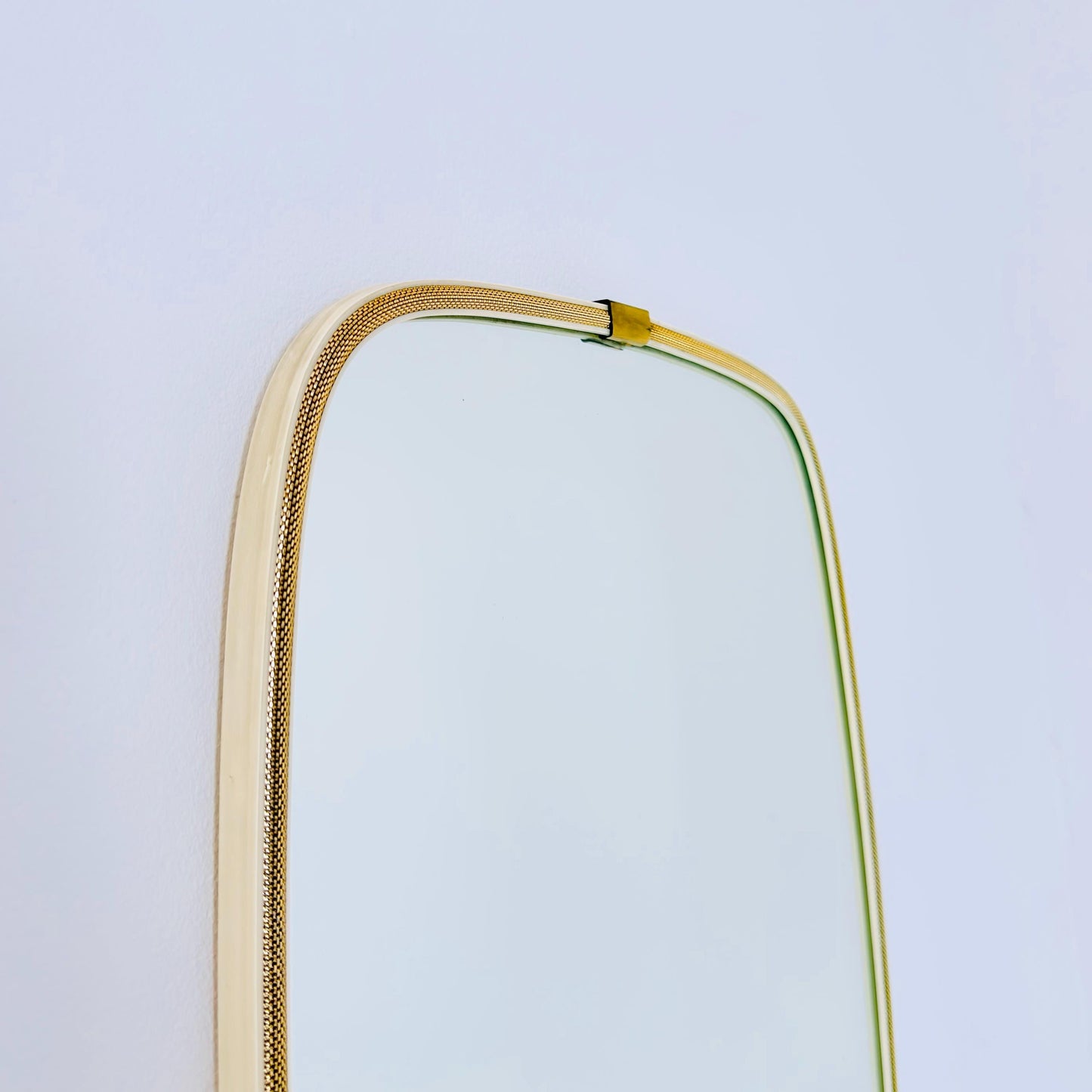 Large Mid-Century Modern wall mirror with brass frame by Münchener Zierspiegel, 1950s