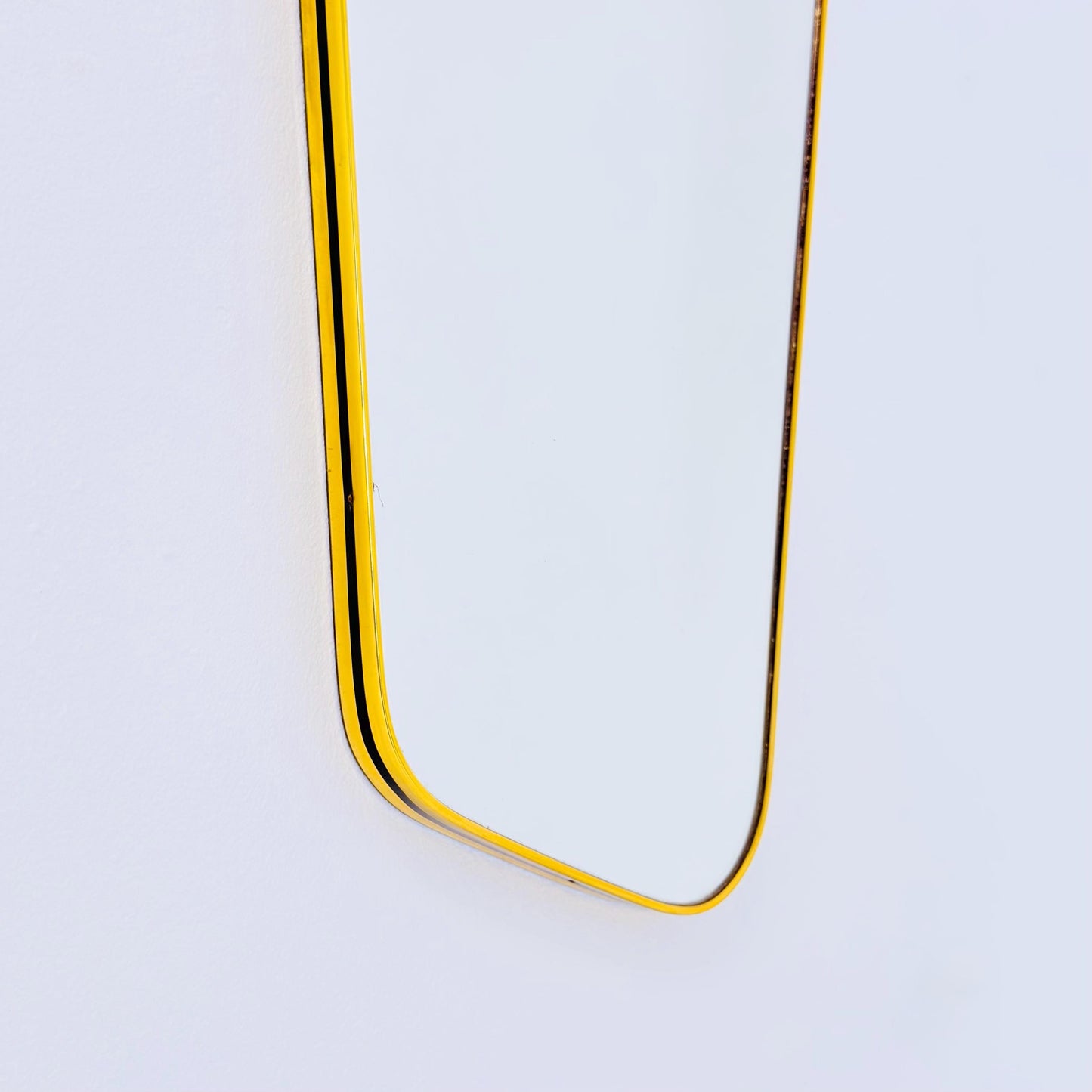 Mid century wall mirror brass framed with black edging 1950s