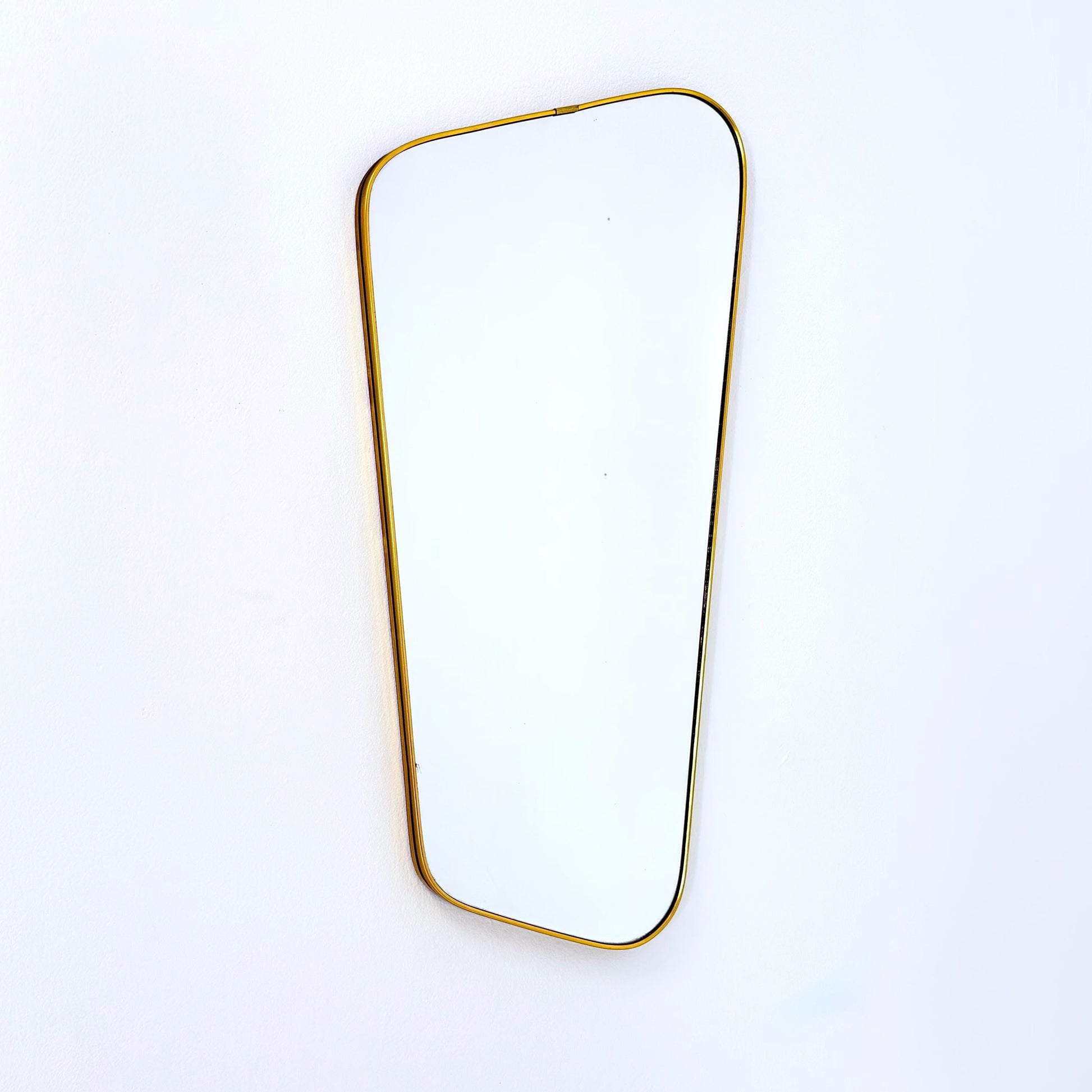 Mid century wall mirror brass framed with black edging 1950s