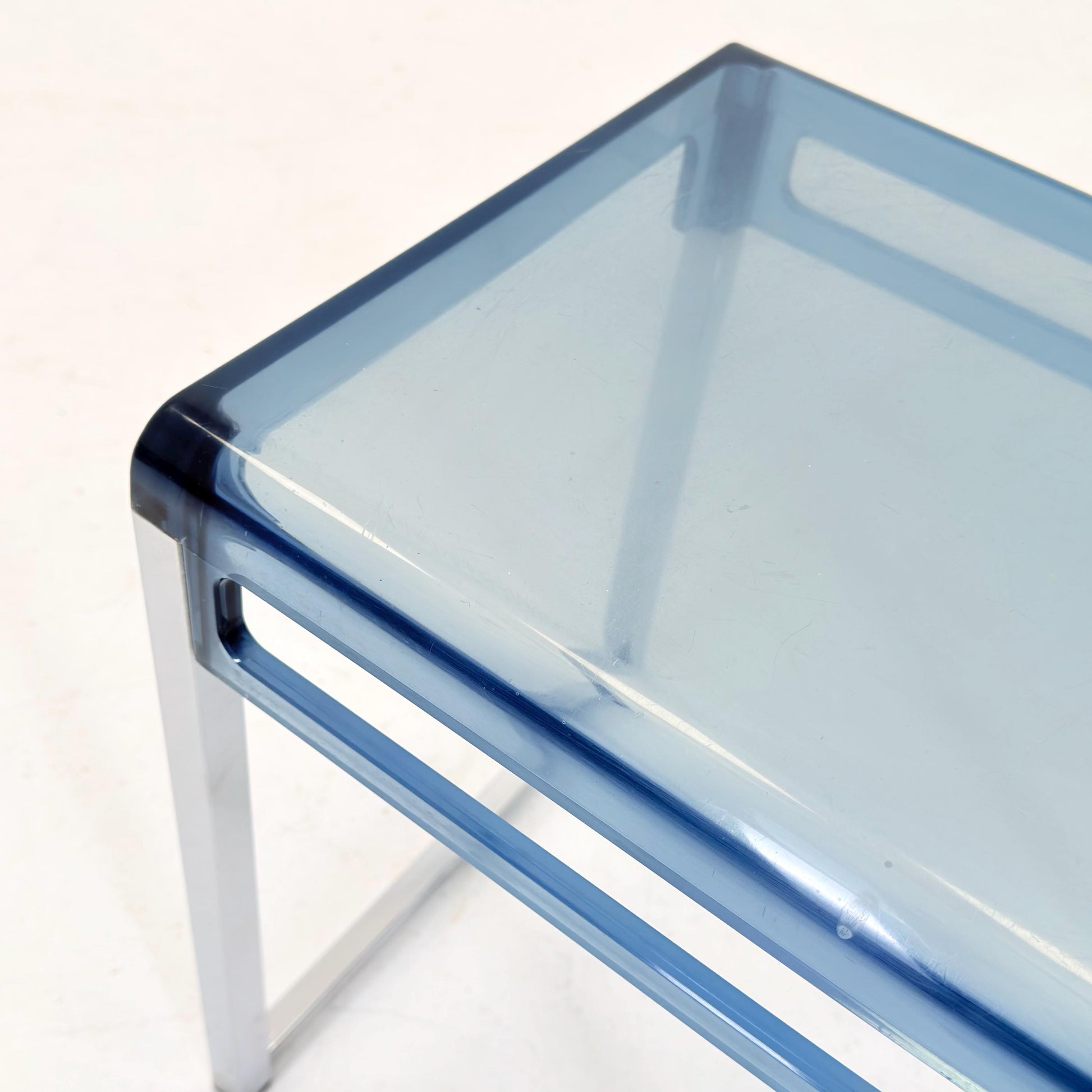 Blue Space Age side table by Marc Berthier for Prisunic, 1970s