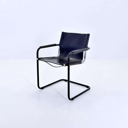 Mid Century Bauhaus MG5 Visitor Chair in Black Leather by Mart Stam & Marcel Breuer for Matteo Grassi, 1970s