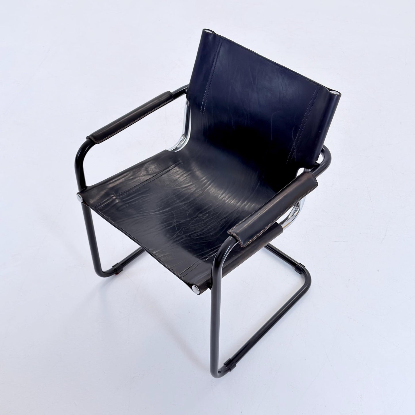 Mid Century Bauhaus MG5 Visitor Chair in Black Leather by Mart Stam & Marcel Breuer for Matteo Grassi, 1970s