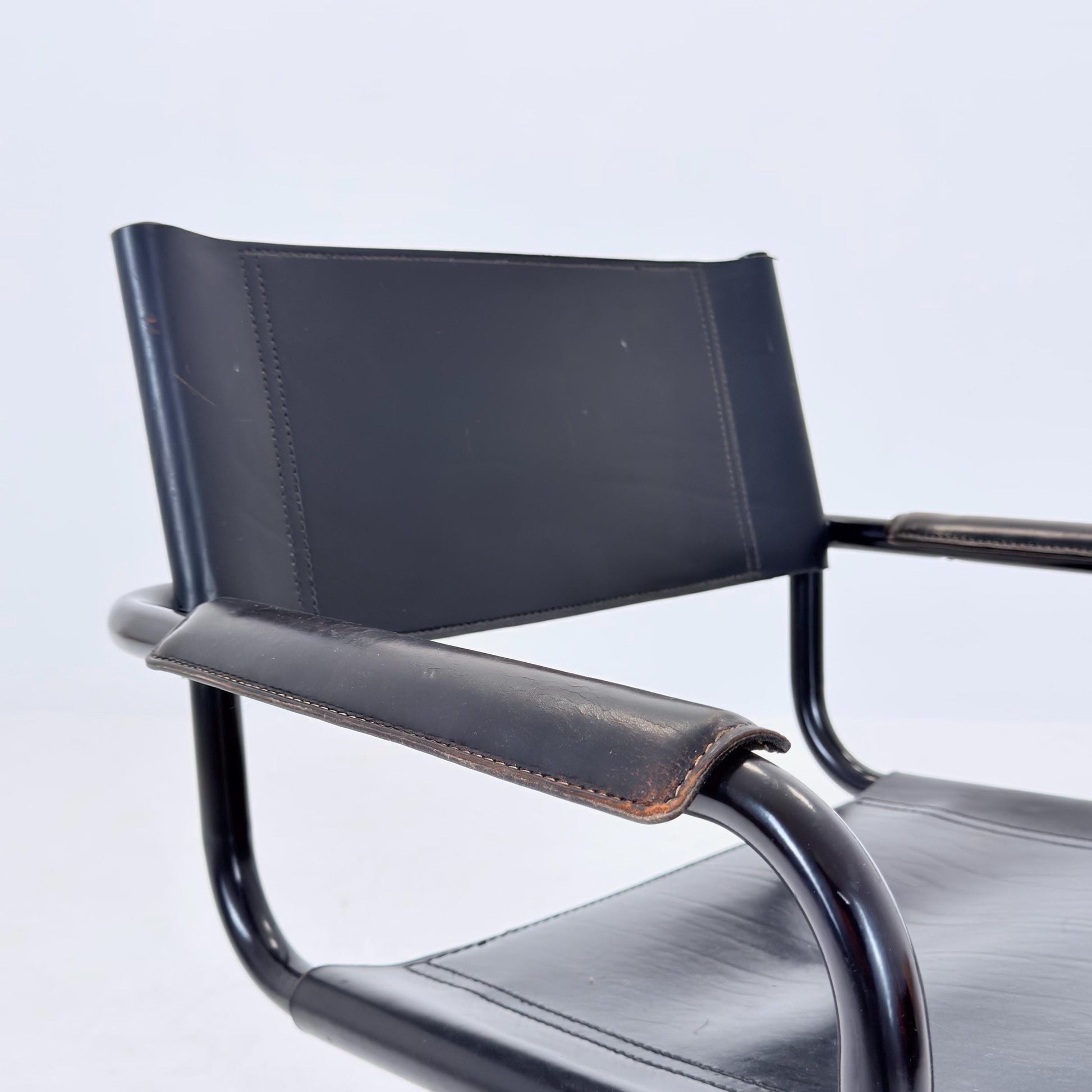 Mid Century Bauhaus black edition Armchair by Marcel Breuer & Mart Stam Italy, 1980s