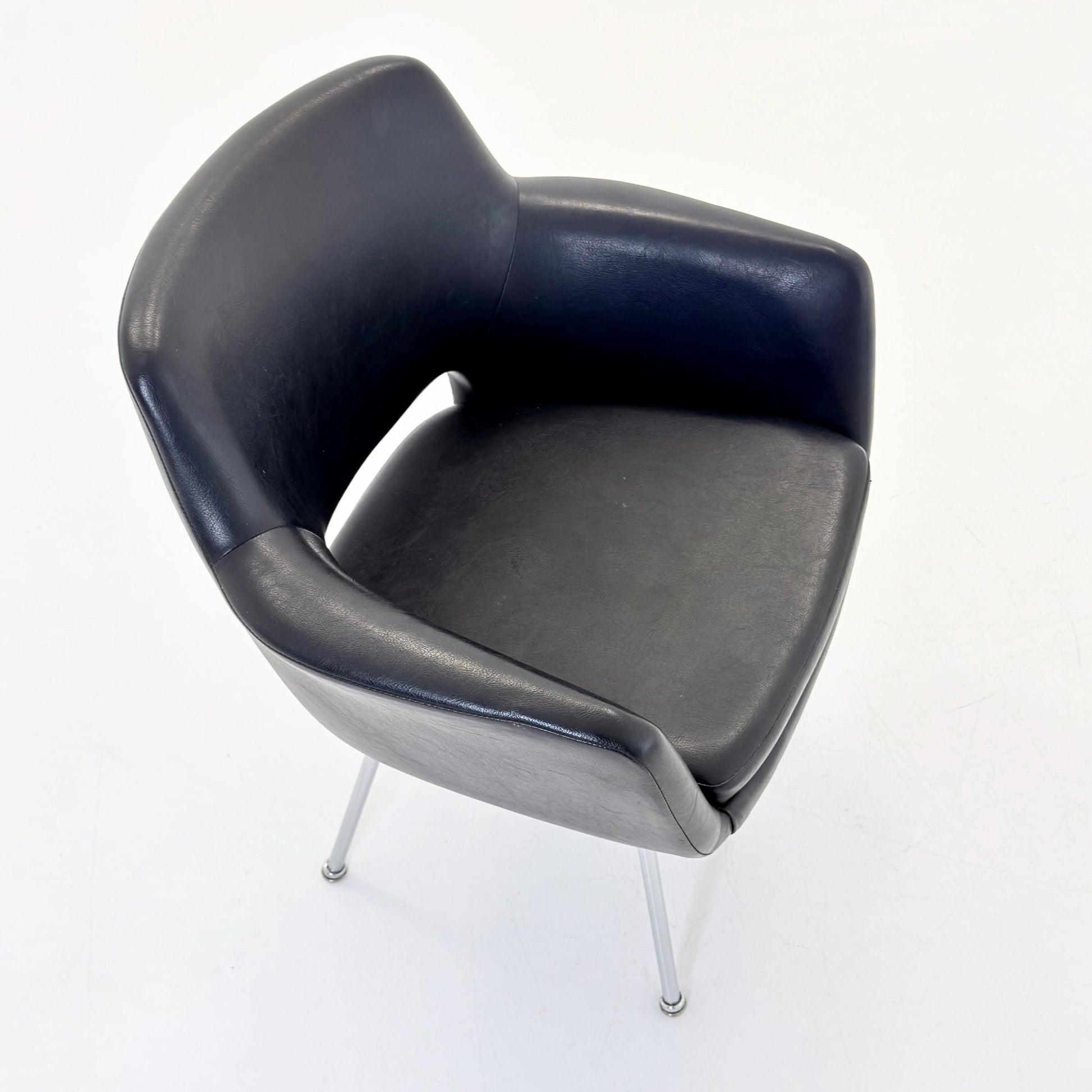 Mid century Olli Mannermaa black Leather Kilta armchair by Eugen Schmidt & Cassina Martela 1970s