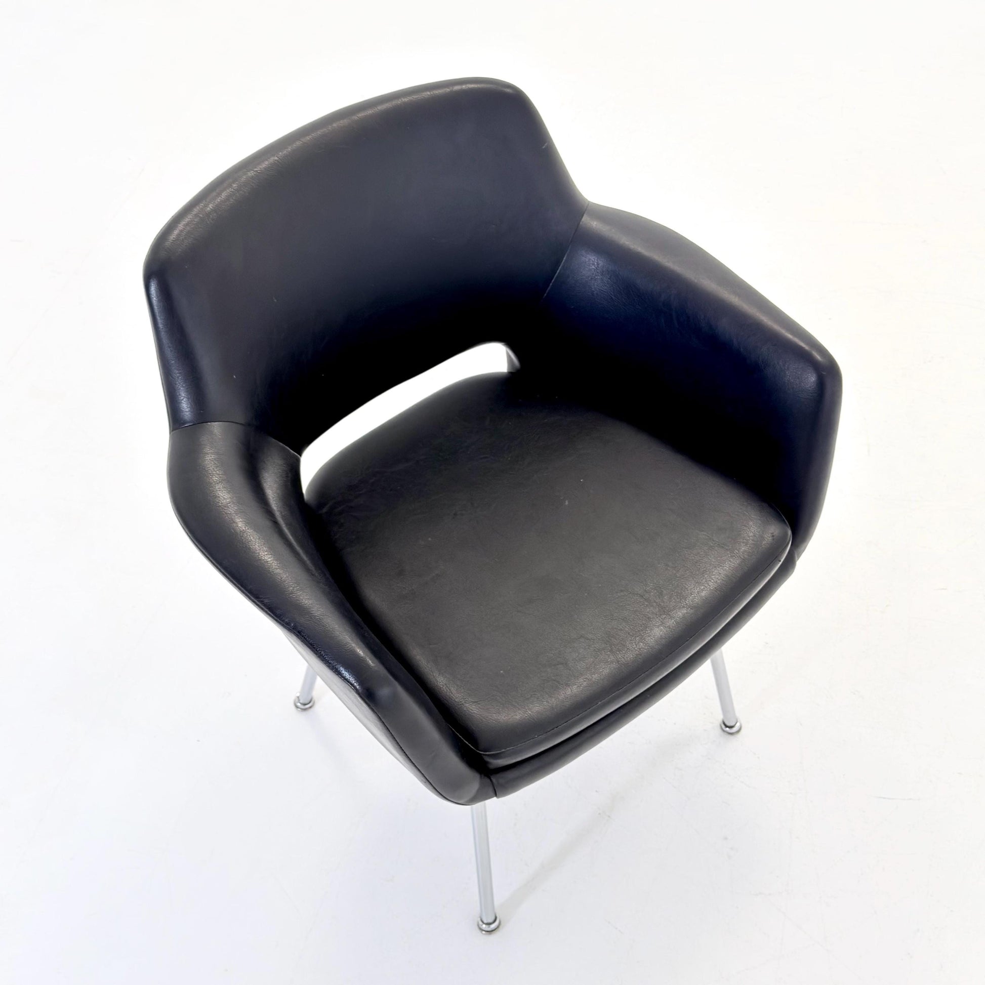 Mid century Olli Mannermaa black Leather Kilta armchair by Eugen Schmidt & Cassina Martela 1970s