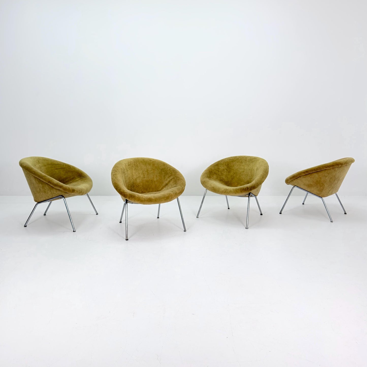 Set of 4 Walter Knoll 369 Lounge Chairs – Mid-Century Modern, Beige Mohair Wool, Germany 1970s