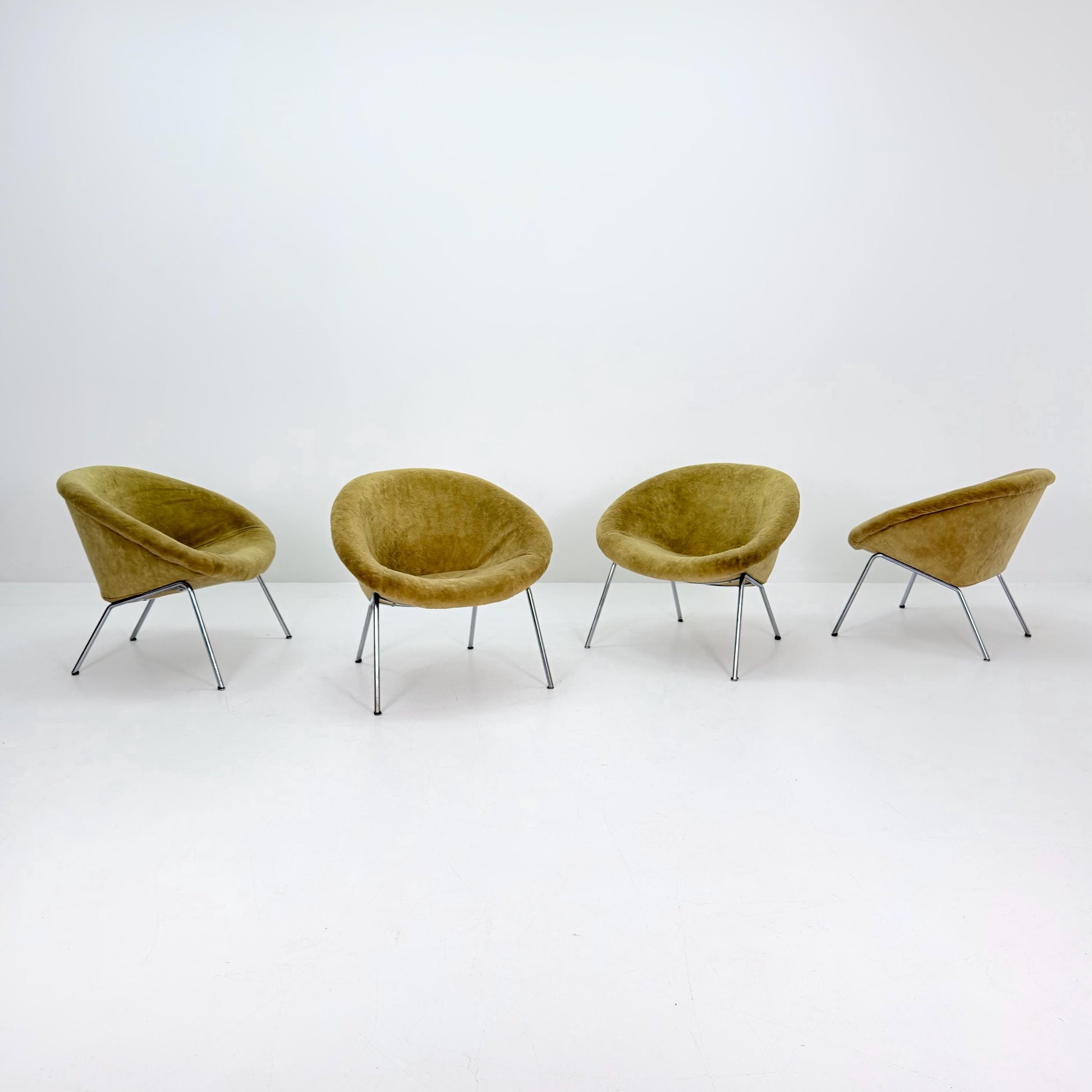Set of 4 Walter Knoll 369 Lounge Chairs – Mid-Century Modern, Beige Mohair Wool, Germany 1970s
