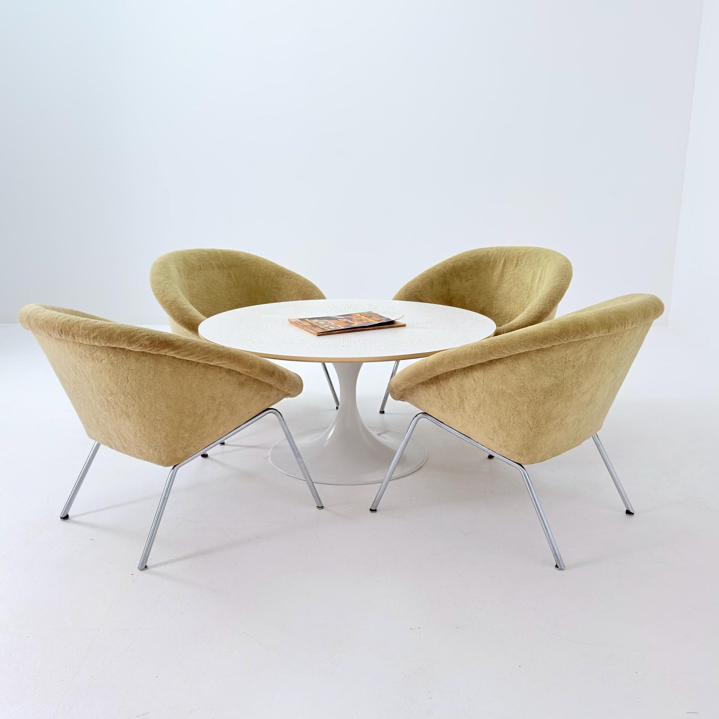 Set of 4 Walter Knoll 369 Lounge Chairs – Mid-Century Modern, Beige Mohair Wool, Germany 1970s