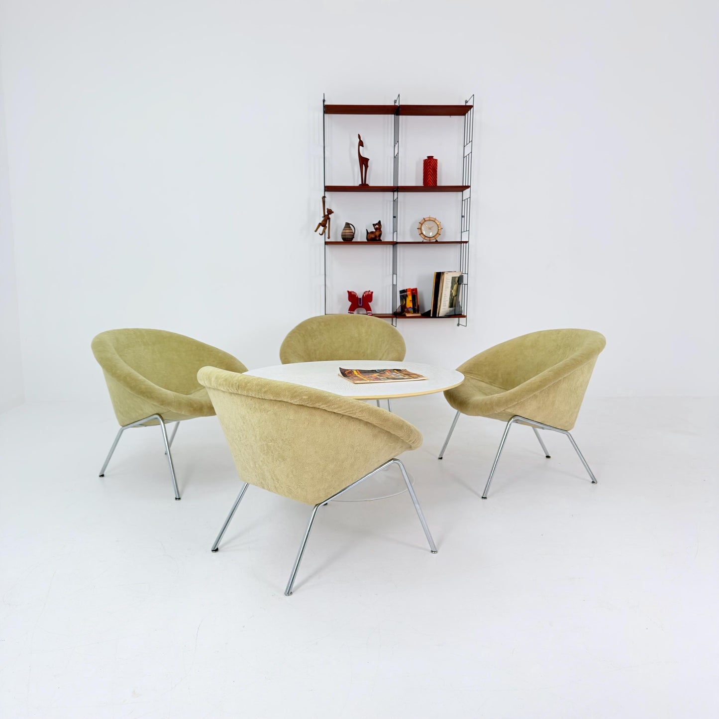 Set of 4 Walter Knoll 369 Lounge Chairs – Mid-Century Modern, Beige Mohair Wool, Germany 1970s