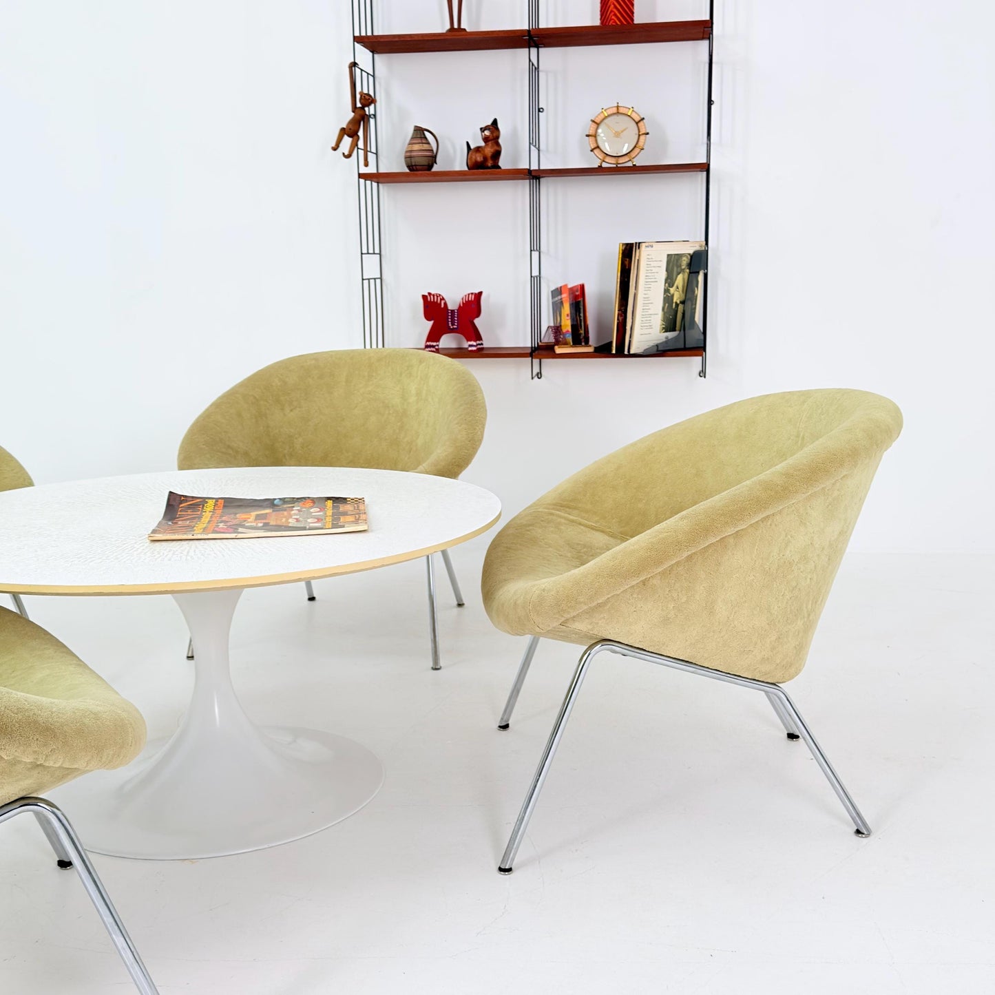 Set of 4 Walter Knoll 369 Lounge Chairs – Mid-Century Modern, Beige Mohair Wool, Germany 1970s