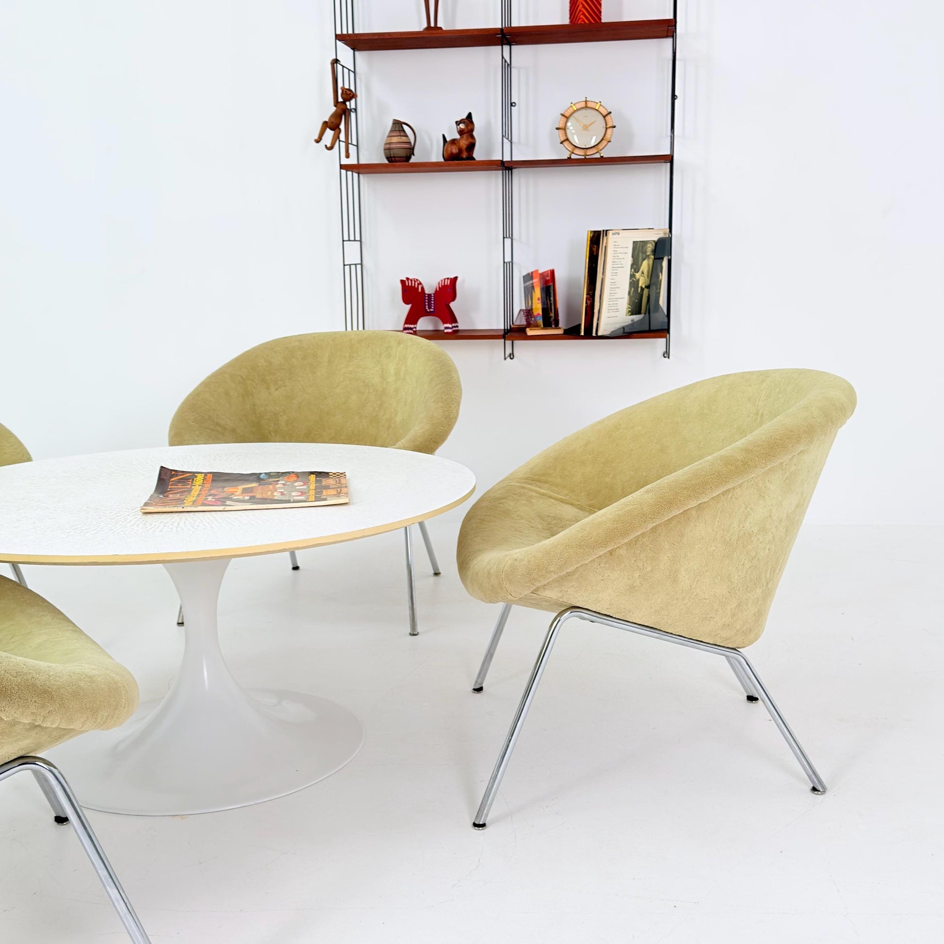Set of 4 Walter Knoll 369 Lounge Chairs – Mid-Century Modern, Beige Mohair Wool, Germany 1970s
