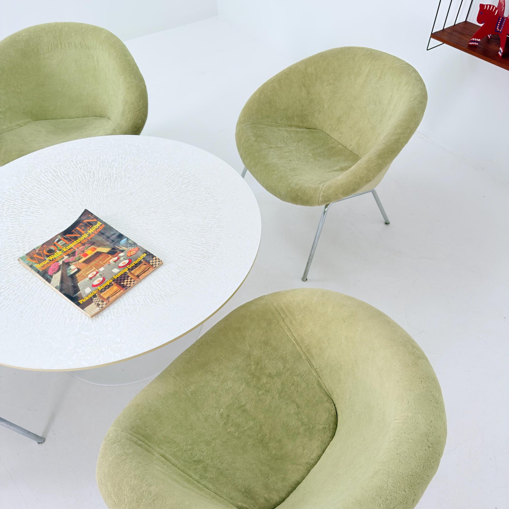 Set of 4 Walter Knoll 369 Lounge Chairs – Mid-Century Modern, Beige Mohair Wool, Germany 1970s