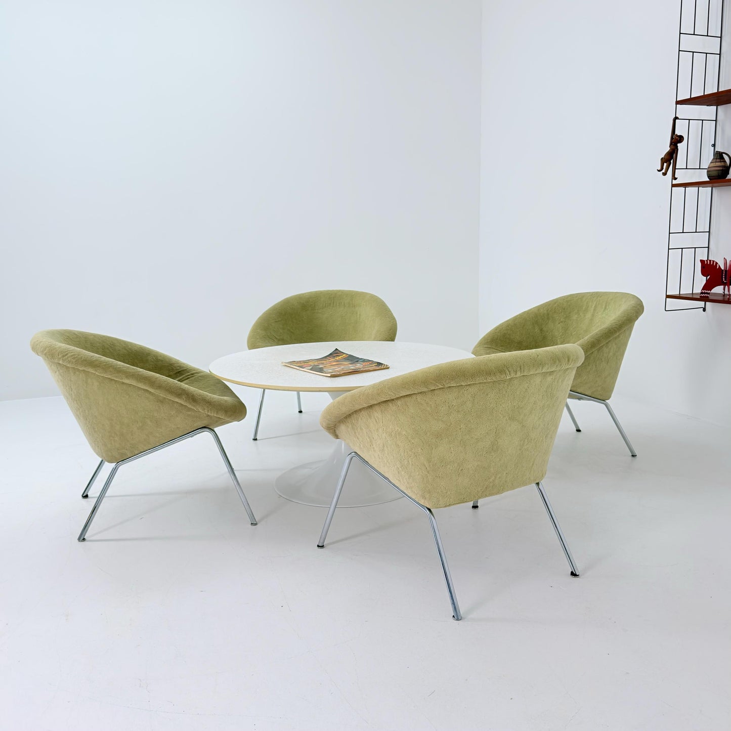 Set of 4 Walter Knoll 369 Lounge Chairs – Mid-Century Modern, Beige Mohair Wool, Germany 1970s