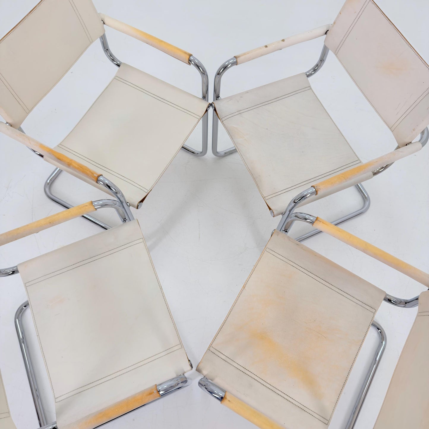 Set of 4 Mid century Bauhaus B34 Cantilever armChair by Mart Stam for Jox Interni, Italy 1980s