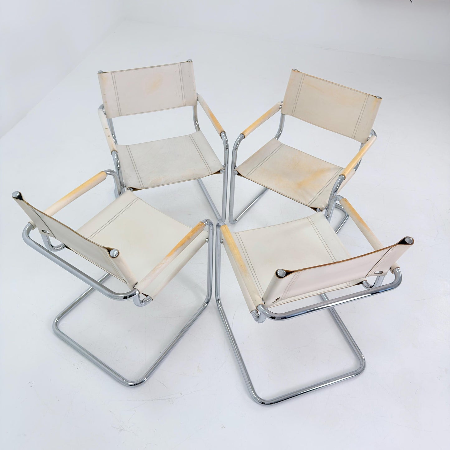 Set of 4 Mid century Bauhaus B34 Cantilever armChair by Mart Stam for Jox Interni, Italy 1980s