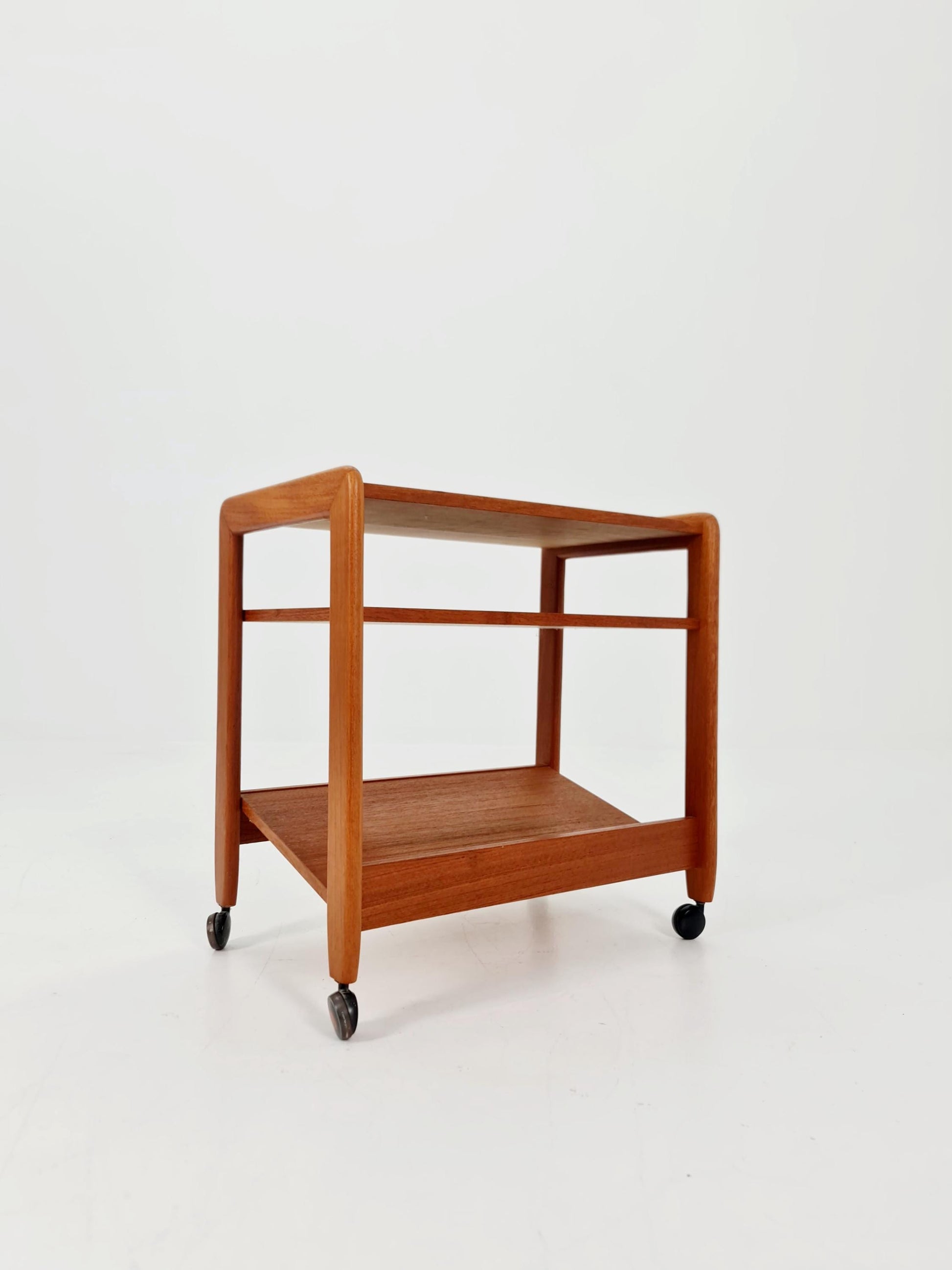 Midcentury Vintage Teak Danish Side table/ Trolly with News Paper shelf 1960s