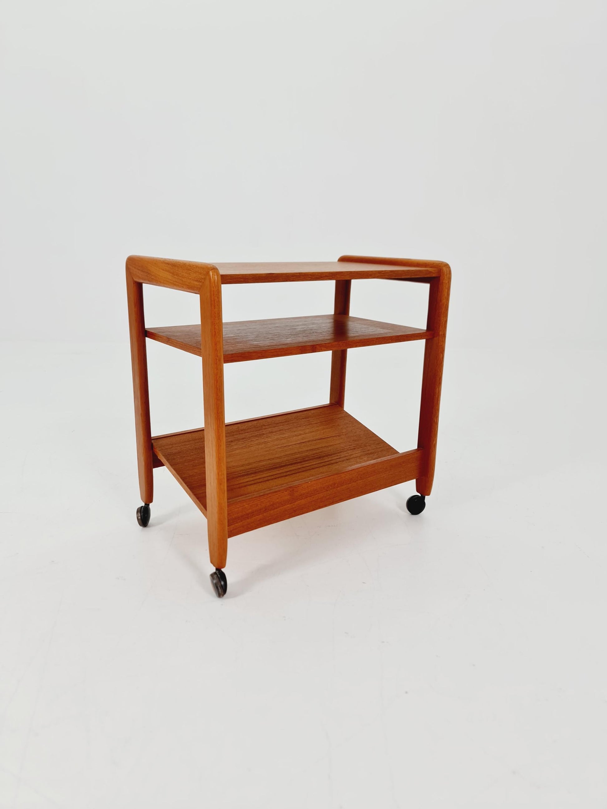 Midcentury Vintage Teak Danish Side table/ Trolly with News Paper shelf 1960s