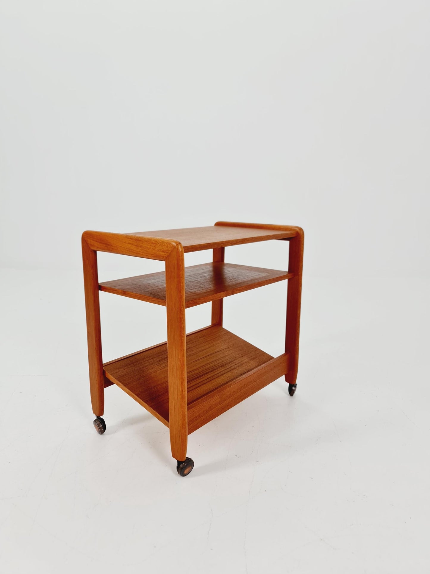 Midcentury Vintage Teak Danish Side table/ Trolly with News Paper shelf 1960s