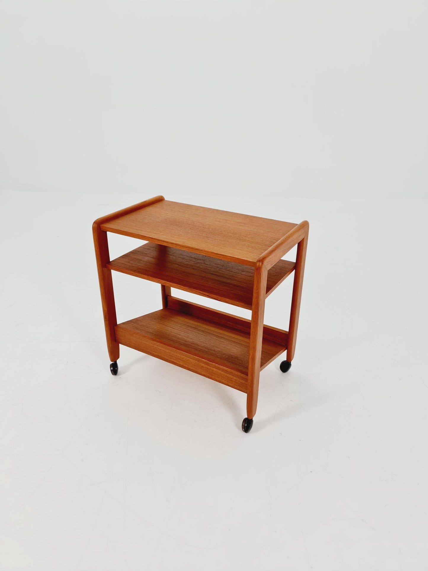 Midcentury Vintage Teak Danish Side table/ Trolly with News Paper shelf 1960s