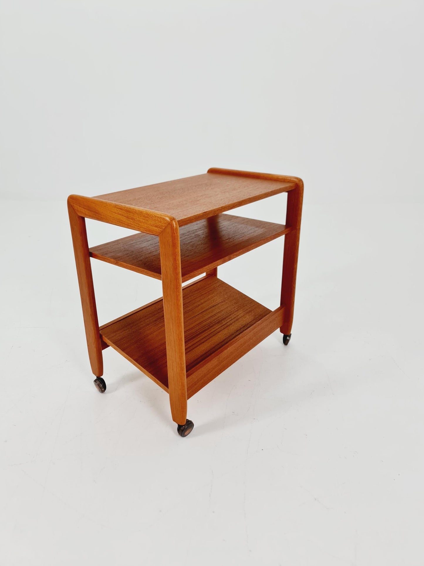 Midcentury Vintage Teak Danish Side table/ Trolly with News Paper shelf 1960s