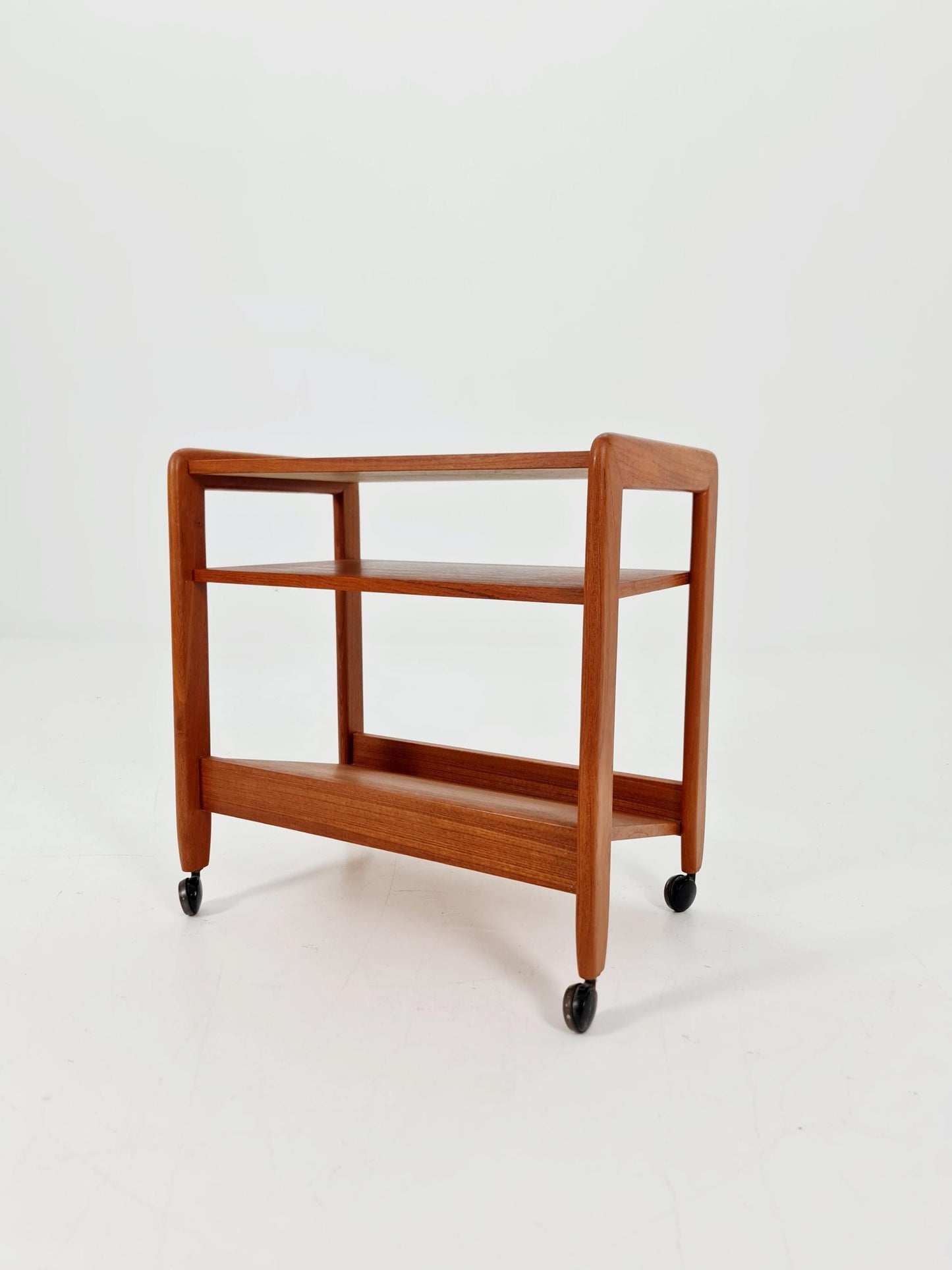 Midcentury Vintage Teak Danish Side table/ Trolly with News Paper shelf 1960s