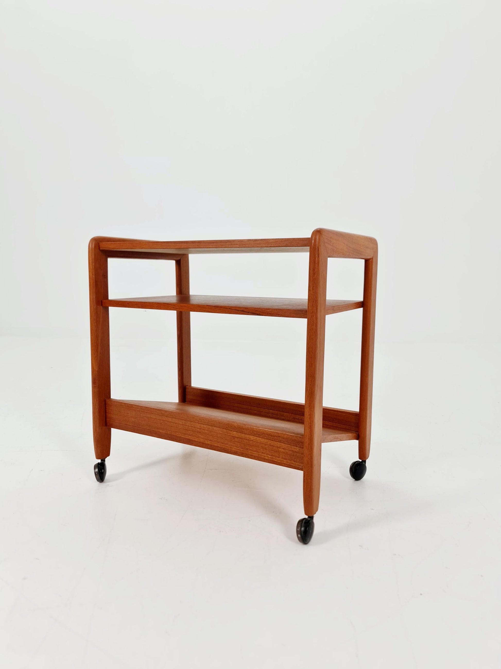 Midcentury Vintage Teak Danish Side table/ Trolly with News Paper shelf 1960s