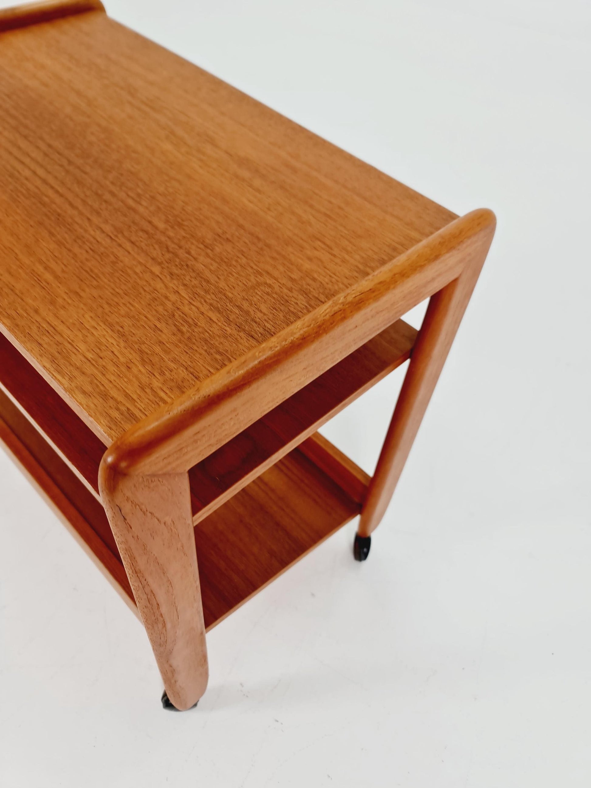 Midcentury Vintage Teak Danish Side table/ Trolly with News Paper shelf 1960s