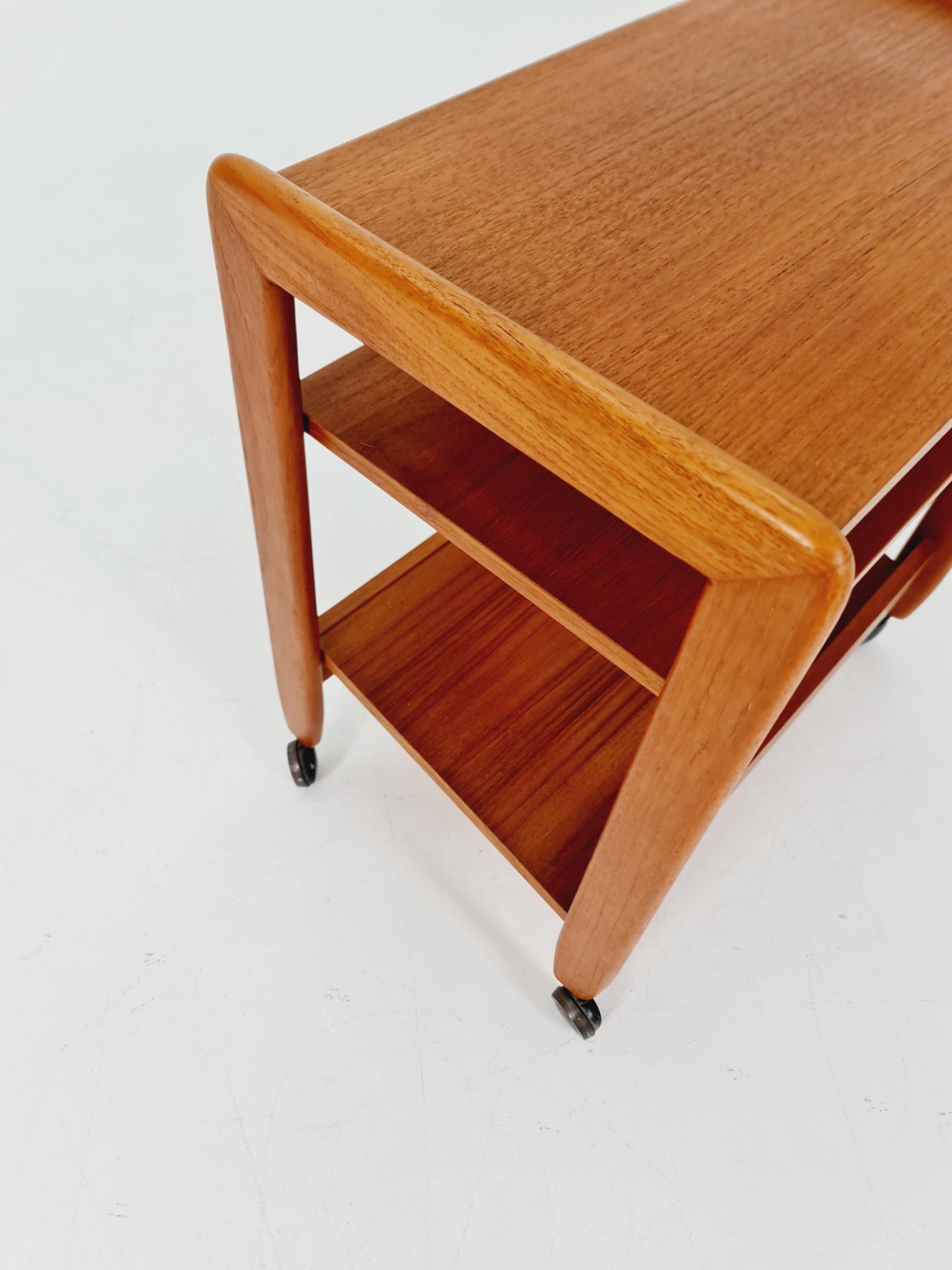 Midcentury Vintage Teak Danish Side table/ Trolly with News Paper shelf 1960s