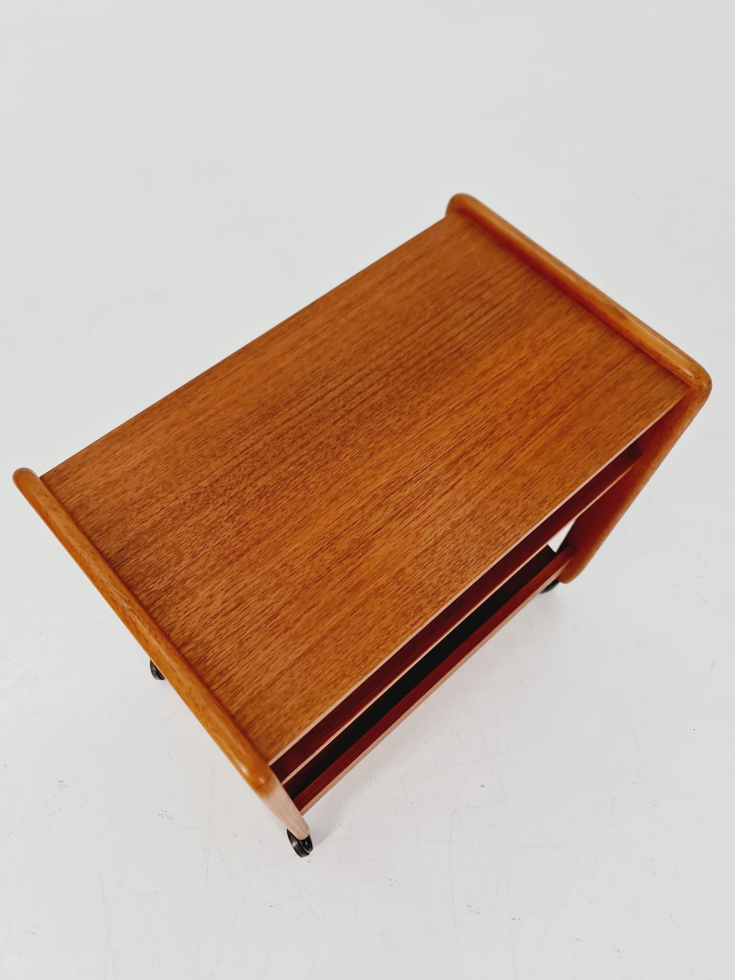 Midcentury Vintage Teak Danish Side table/ Trolly with News Paper shelf 1960s