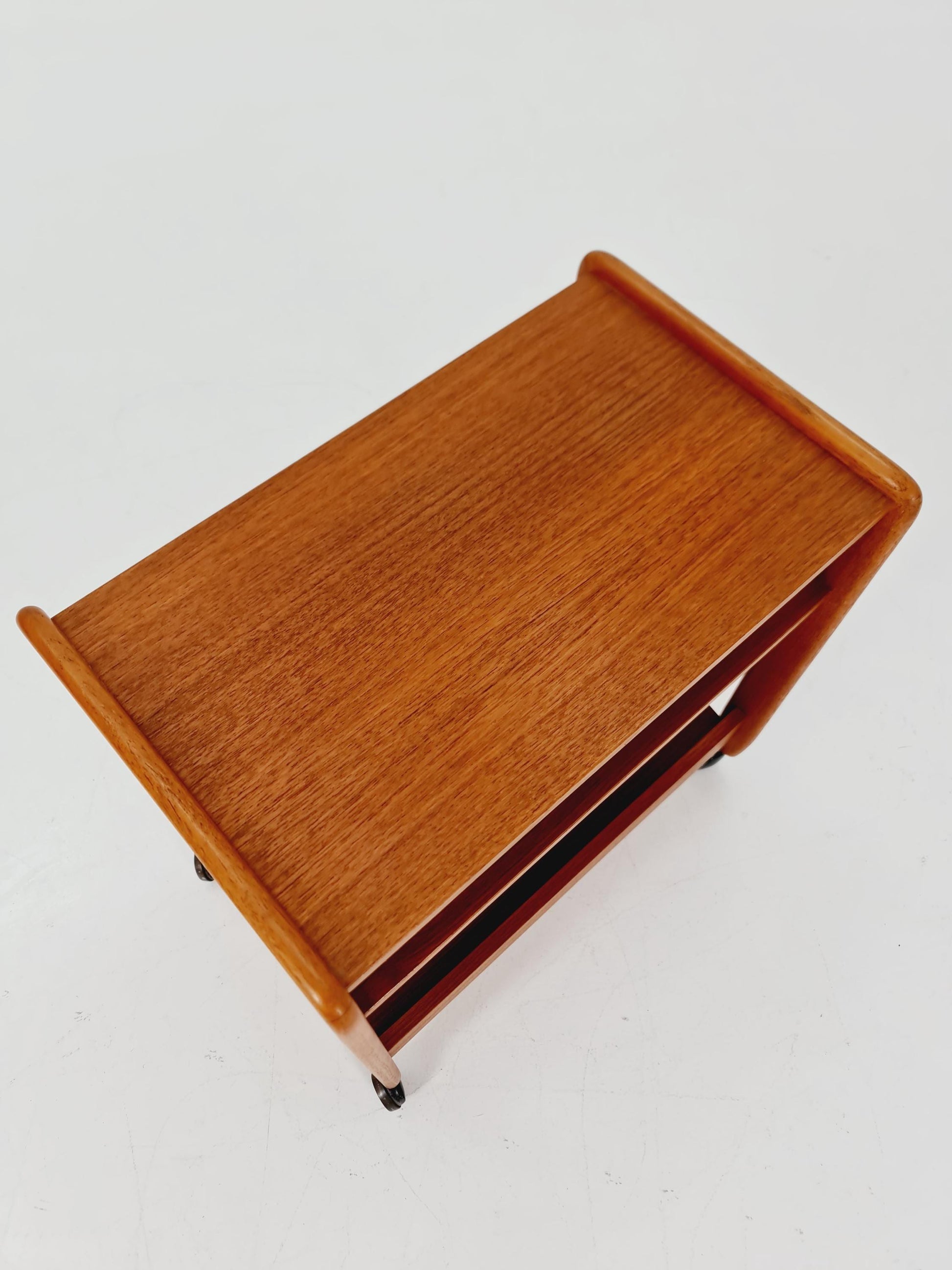 Midcentury Vintage Teak Danish Side table/ Trolly with News Paper shelf 1960s