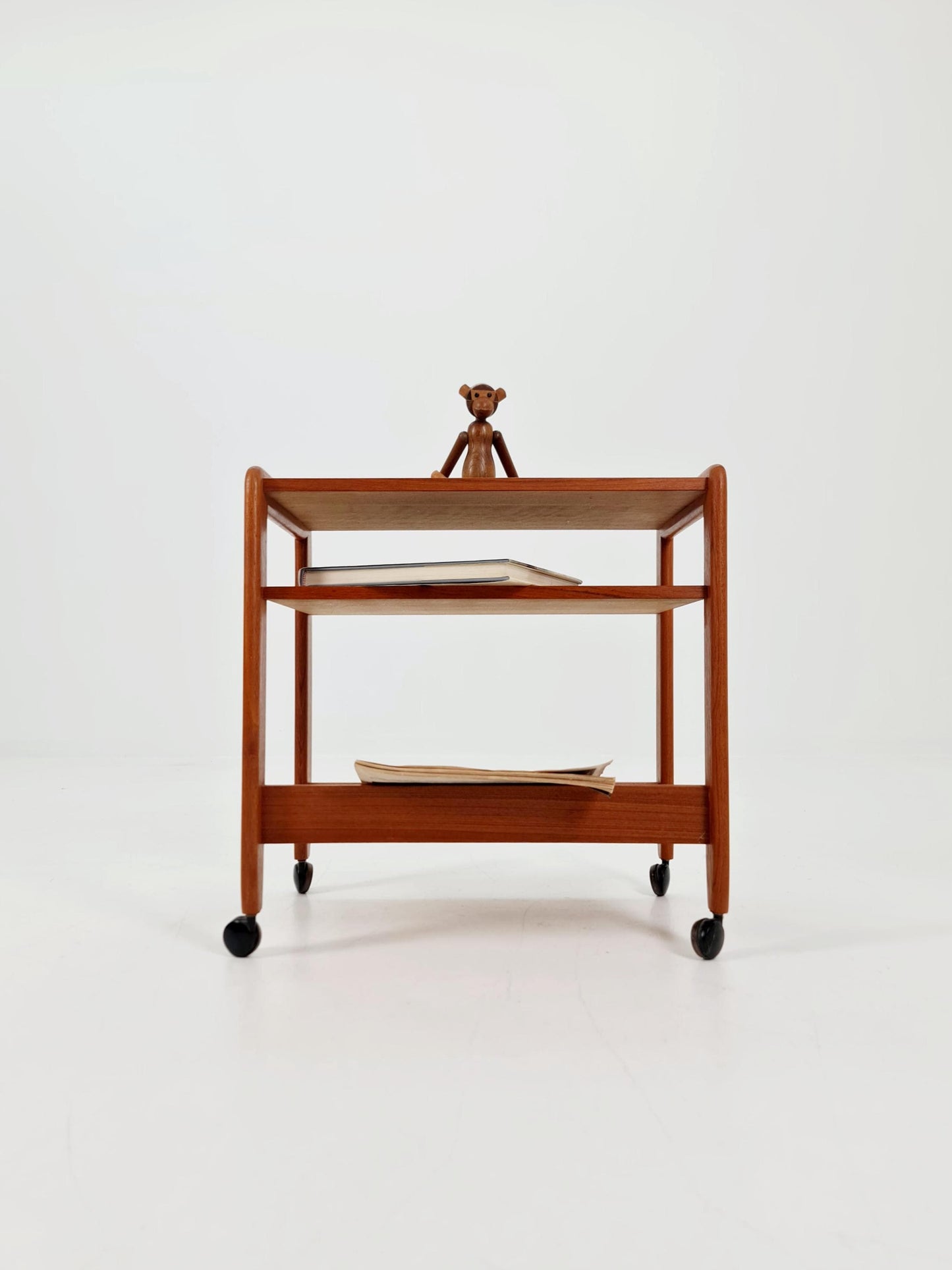 Midcentury Vintage Teak Danish Side table/ Trolly with News Paper shelf 1960s