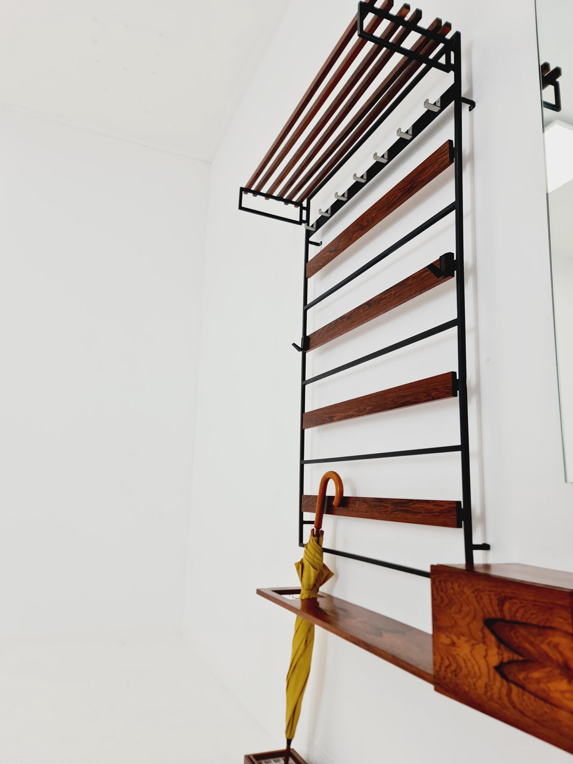 Germany Mid Century Rosewood wardrobe Set coat rack/ hallway wall wardrobe/ With Mirorr, Flor Cabinet 1960s