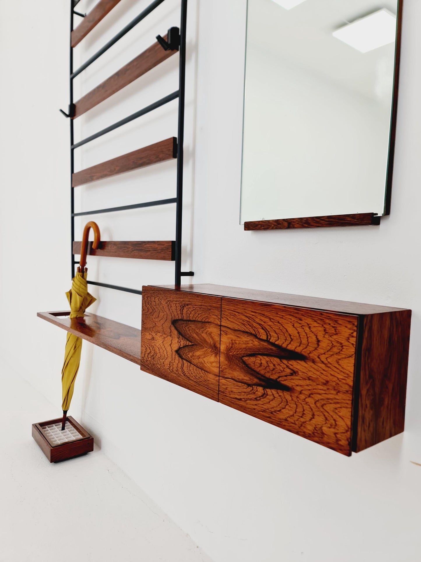 Germany Mid Century Rosewood wardrobe Set coat rack/ hallway wall wardrobe/ With Mirorr, Flor Cabinet 1960s