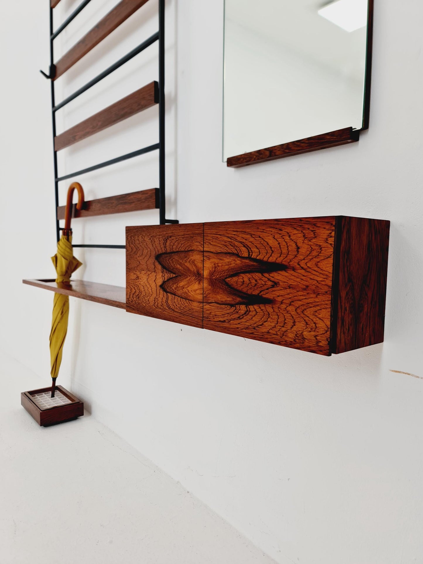 Germany Mid Century Rosewood wardrobe Set coat rack/ hallway wall wardrobe/ With Mirorr, Flor Cabinet 1960s