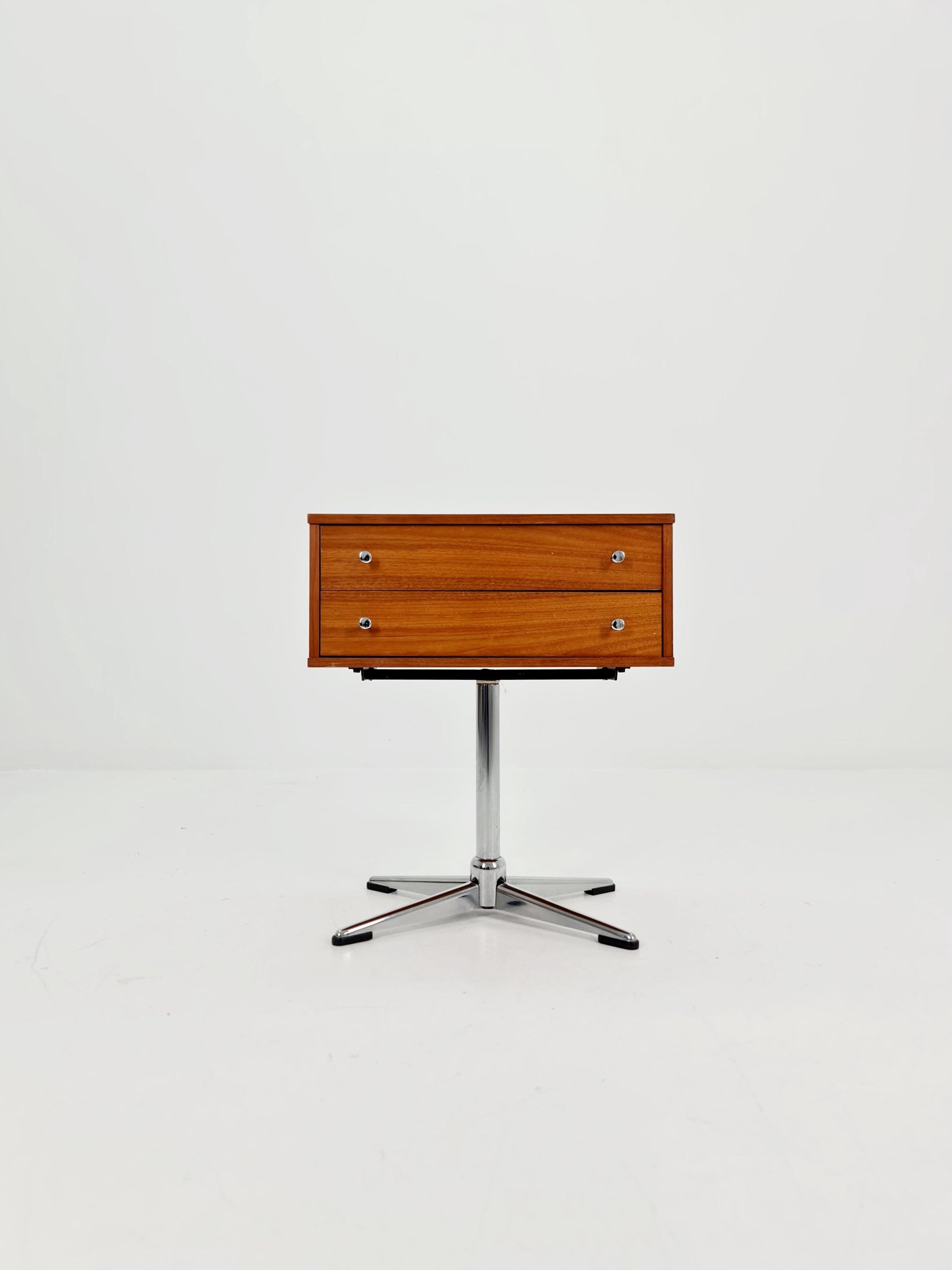 Vintage walnut sweing table/ side table cabinet, By horn möbel 1970s