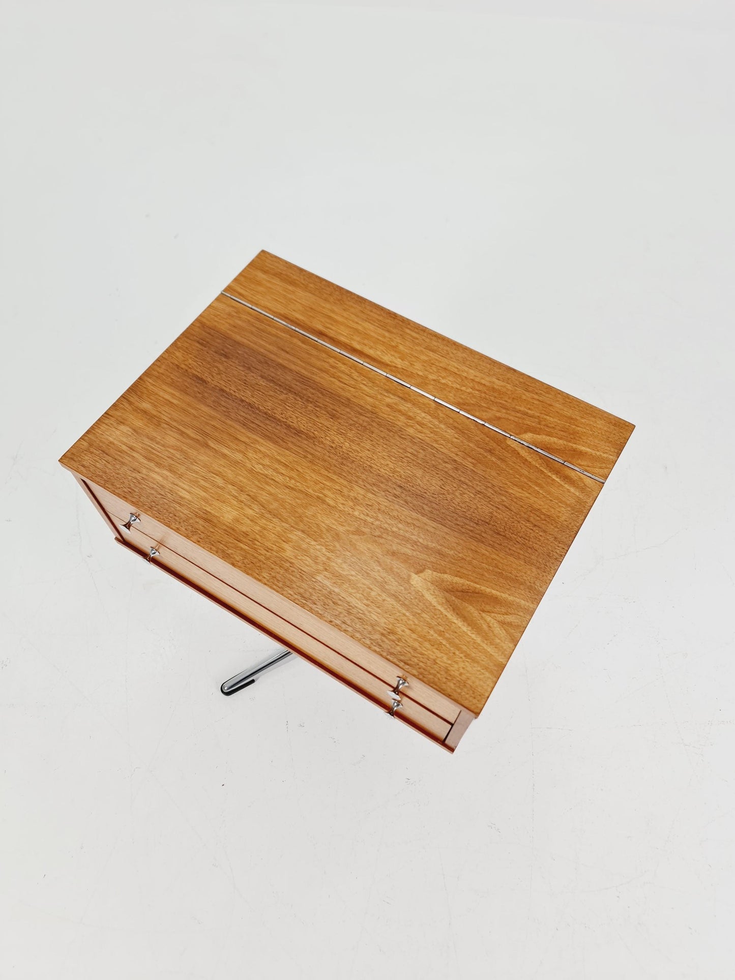 Vintage walnut sweing table/ side table cabinet, By horn möbel 1970s