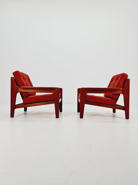 Mid century teak easy lounge chairs by Arne Wahl Iversen for Komfort ,Set of 2 1960s