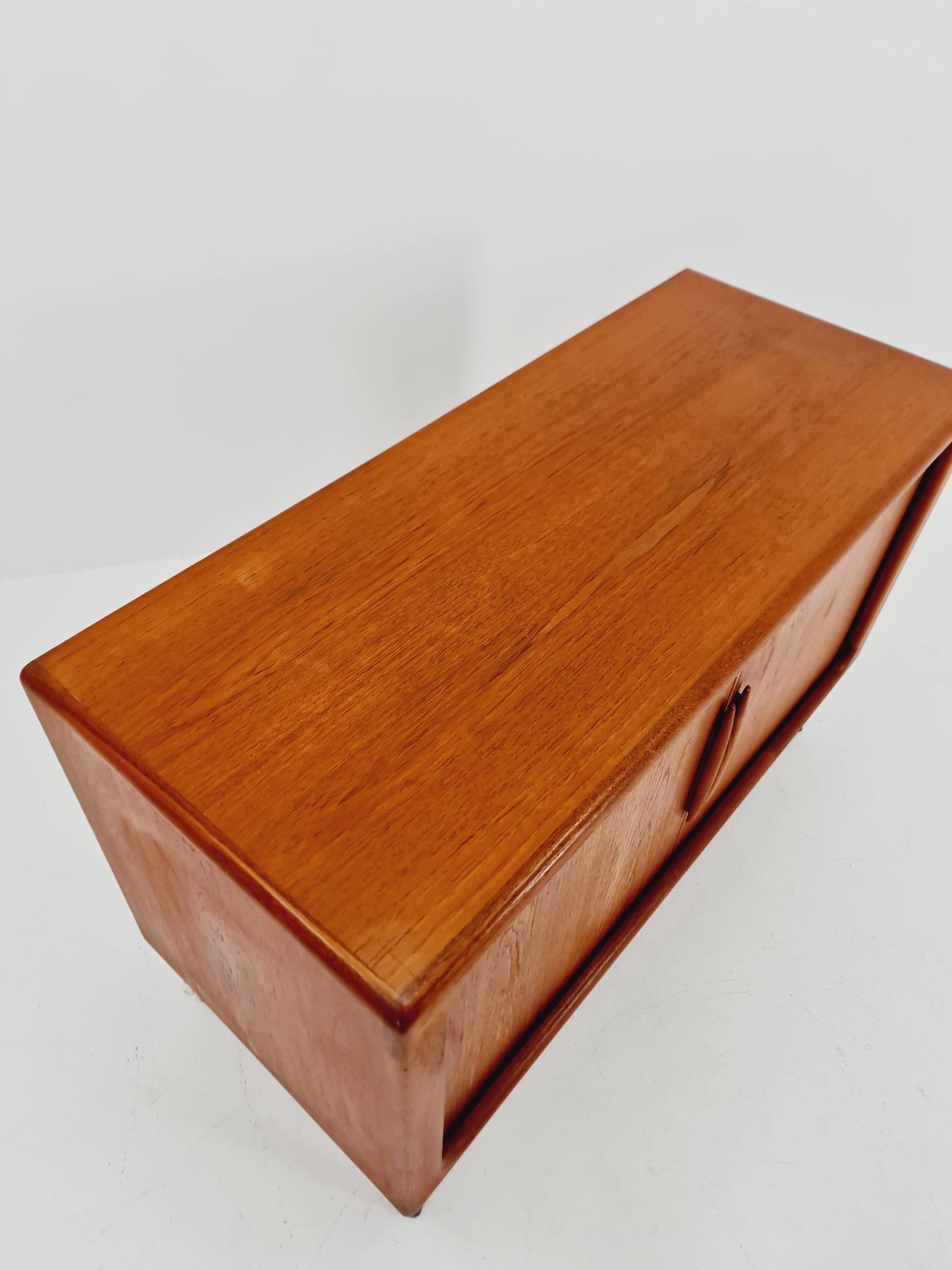Mid century Solid Danish teak hallway cabinet, Record cabinet By Dyrlund 1960s