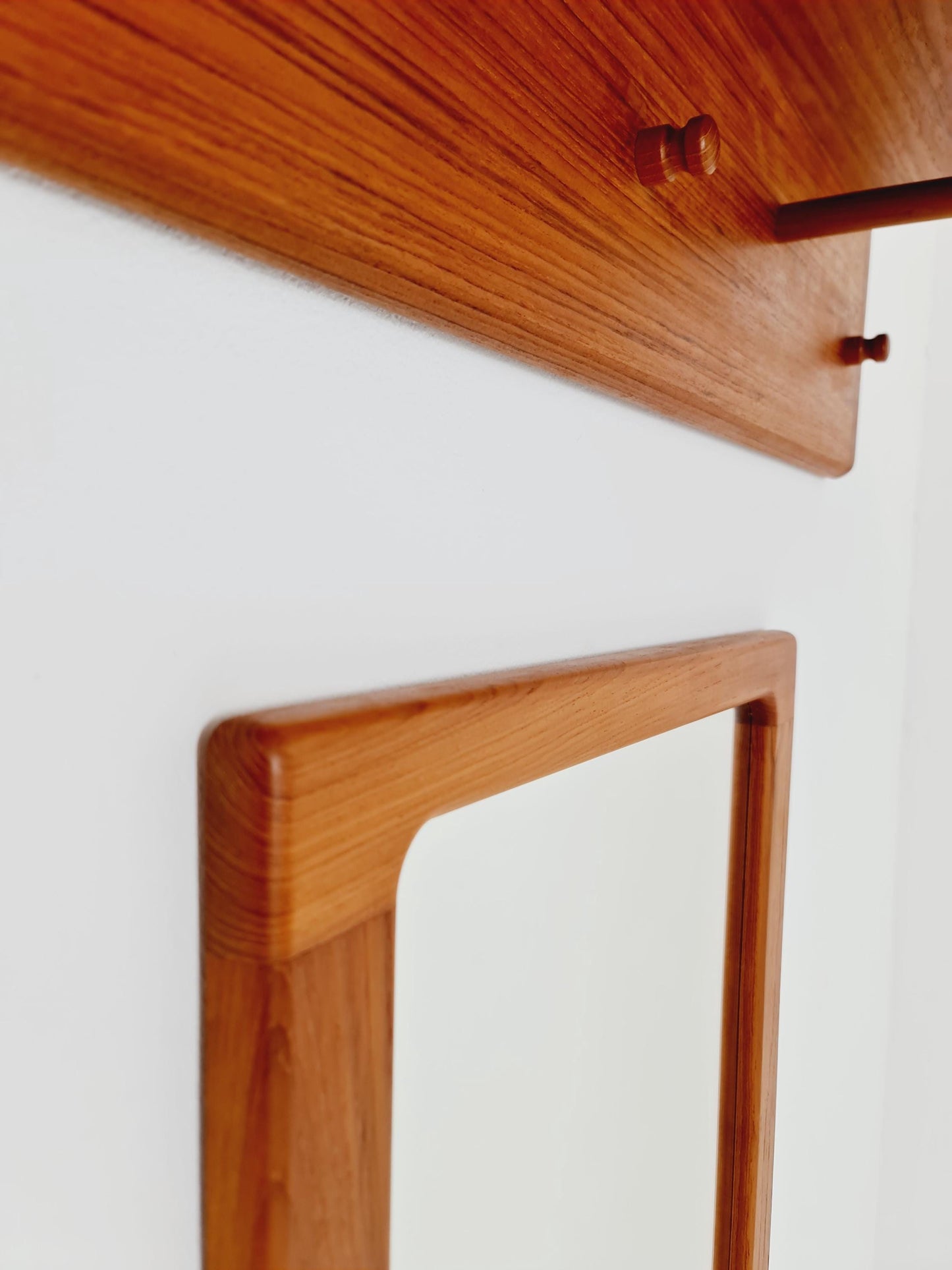 Mid century Danish Wardarobe Set with Mirror By Silkborg Møbelfabrik, teak wall coat rack 1960s