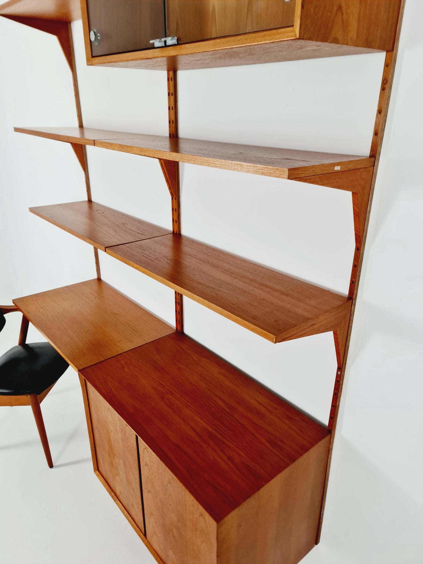 Mid century Danish Teak Wall Unit with cabinet /Desk and vitrine by Poul Cadovius for Royal,Denmark, 1960s