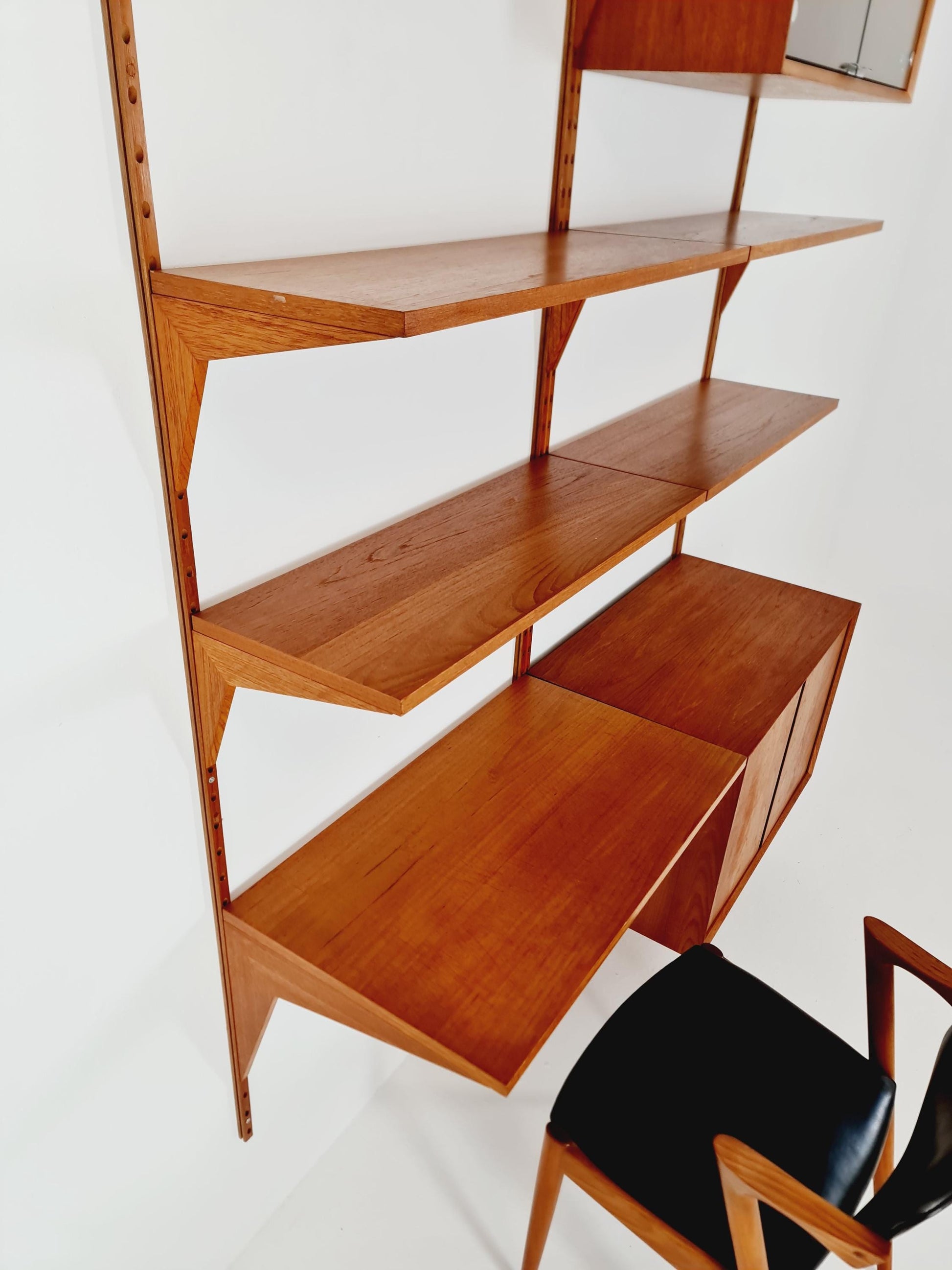Mid century Danish Teak Wall Unit with cabinet /Desk and vitrine by Poul Cadovius for Royal,Denmark, 1960s