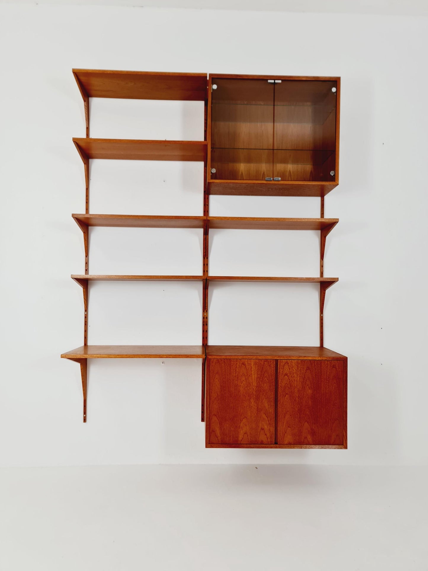 Mid century Danish Teak Wall Unit with cabinet /Desk and vitrine by Poul Cadovius for Royal,Denmark, 1960s
