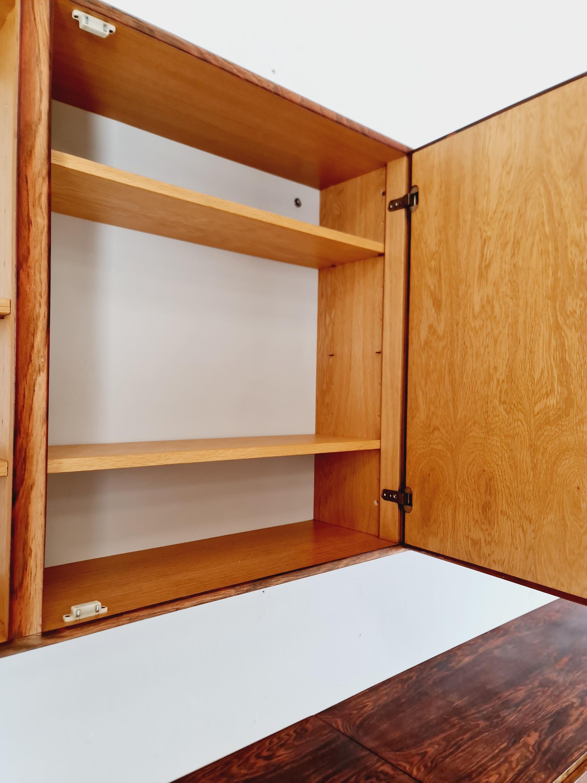 super Rare Mid-Century Modern Rosewood Wall Unit –with Record cabinet Floating Cabinet Set (4 Pieces)1960s